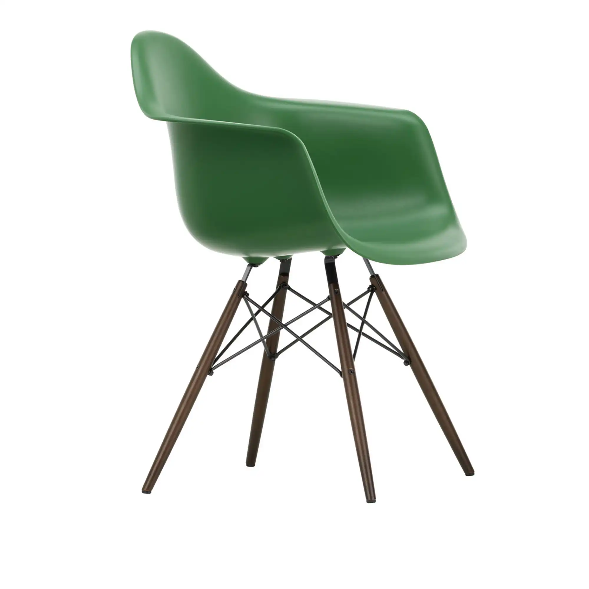 Eames RE Plastic Armchair DAW 17 Emerald, Dark Maple