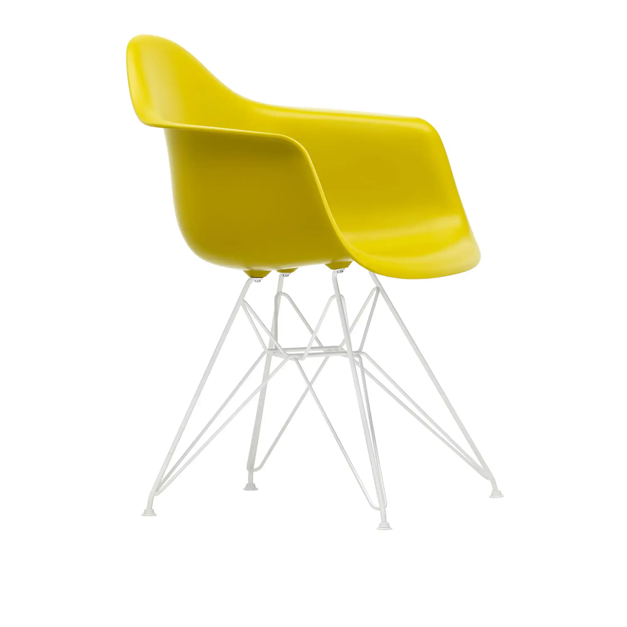 Eames Plastic Armchair DAR - 34 Mustard - White Base