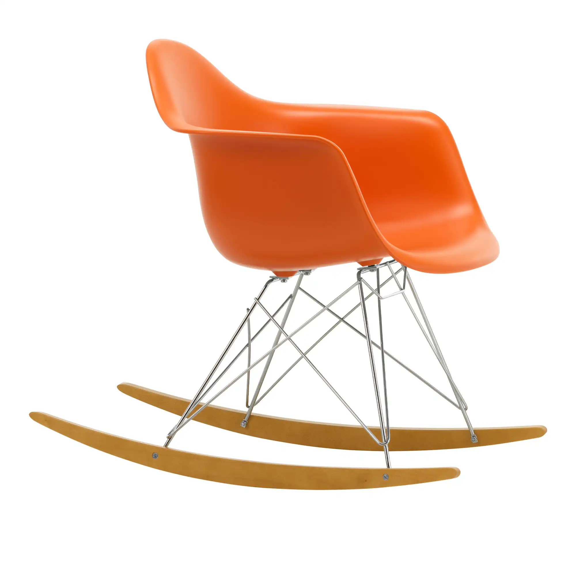 Eames Plastic Armchair RAR - 43 Rusty Orange - Chrome Base - Golden Maple