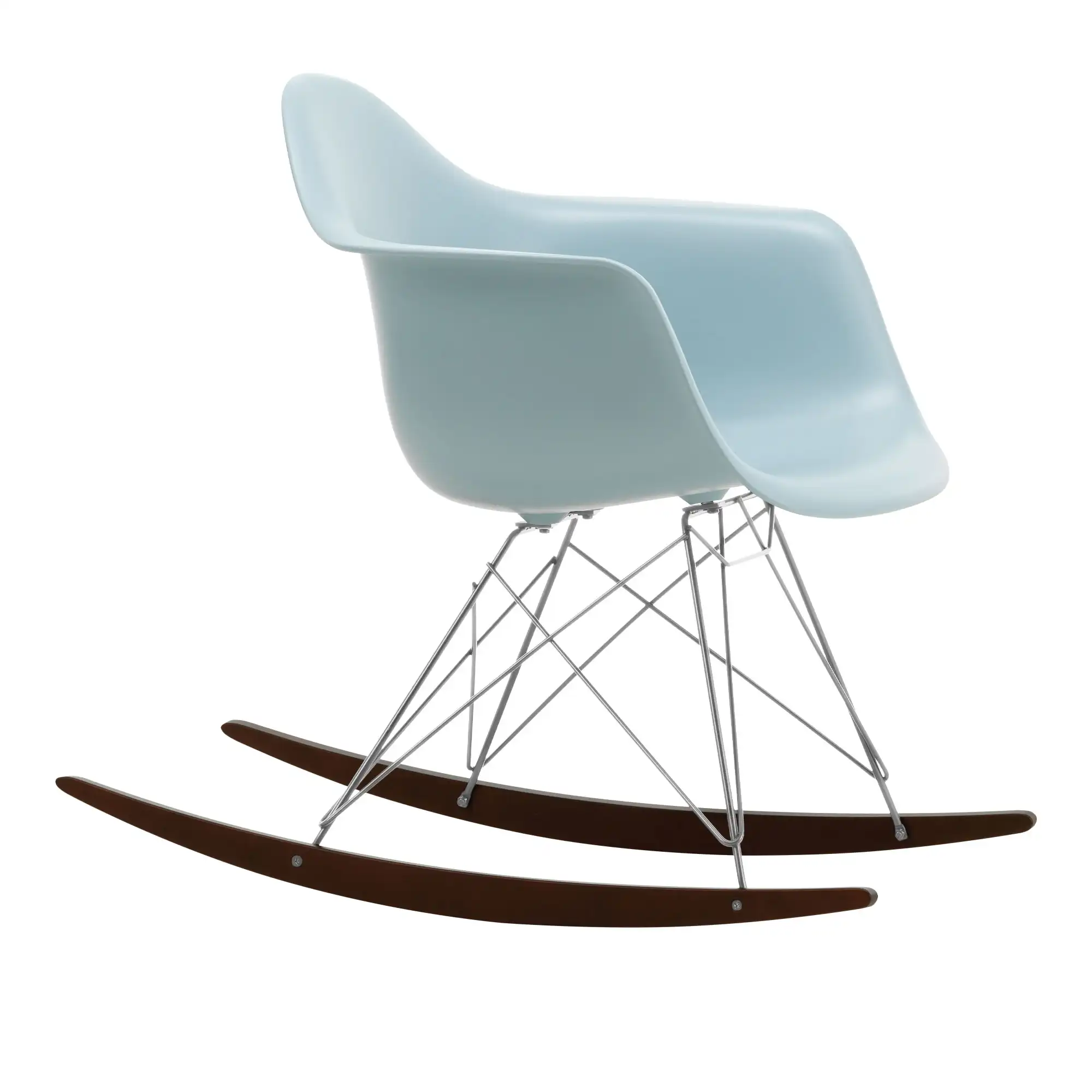 Eames Plastic Armchair RAR - 23 Ice Grey - Chrome Base - Dark Maple