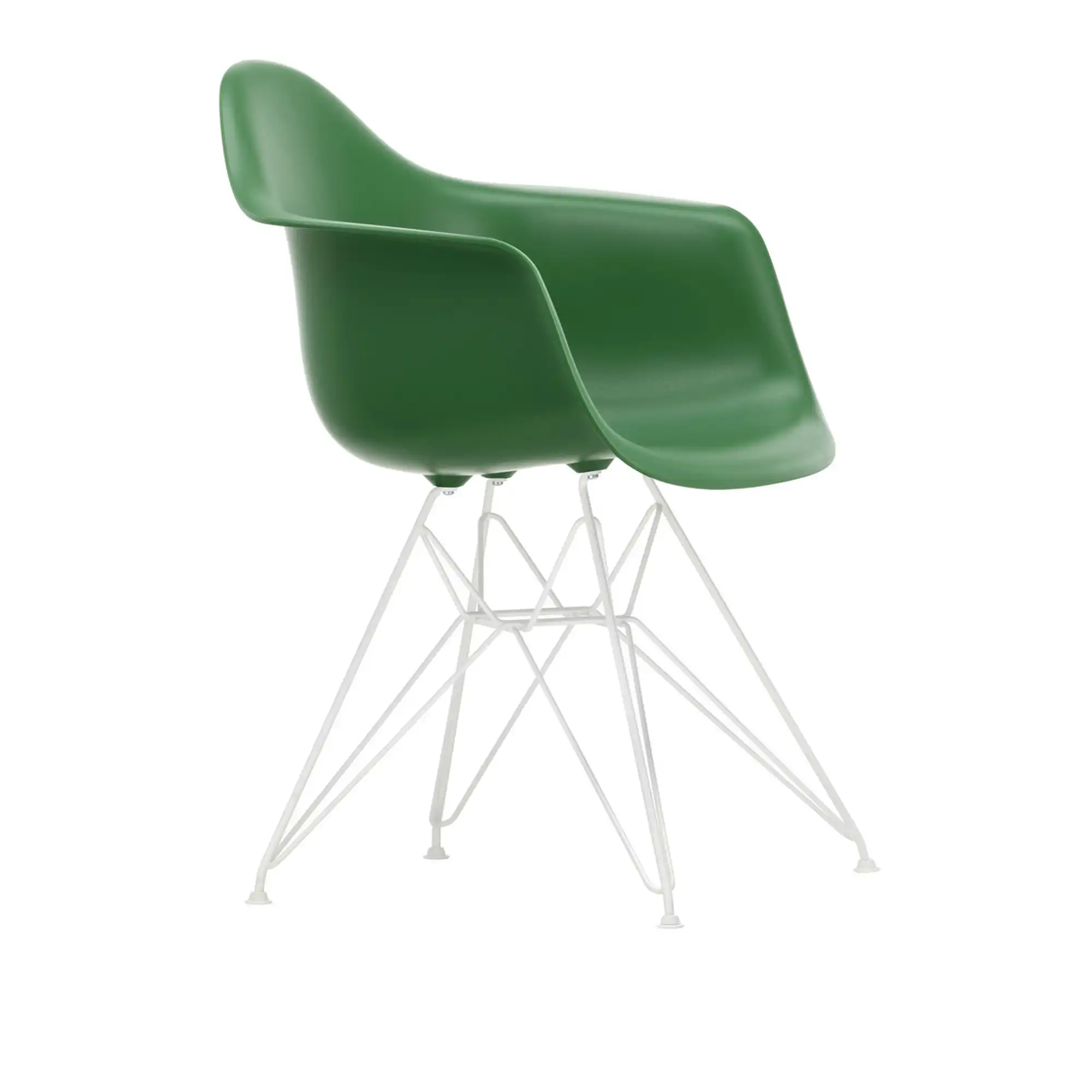 Eames RE Plastic Armchair DAR 17 Emerald, White Base