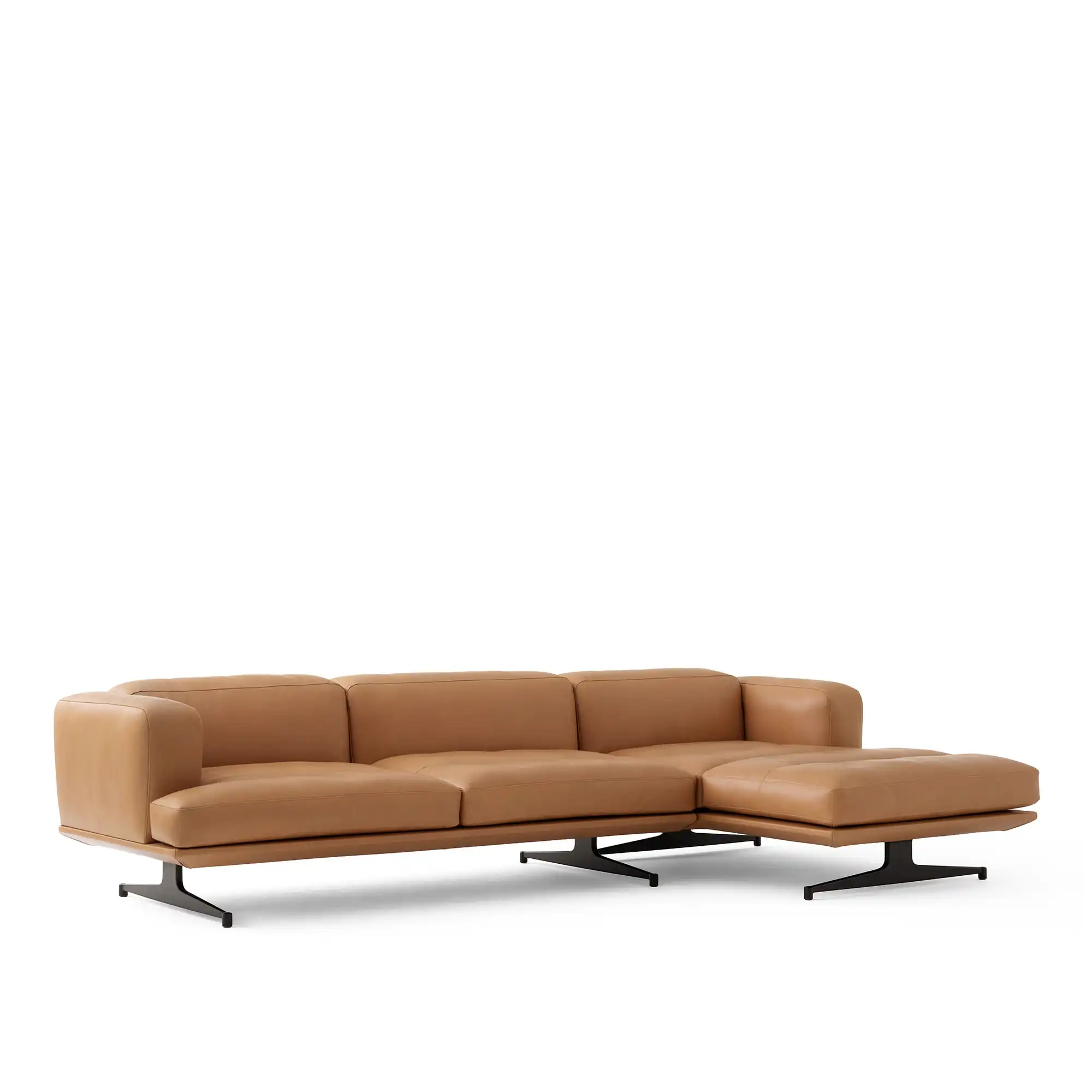 Inland AV42 høyre sjeselong polert aluminium ben noble black leather