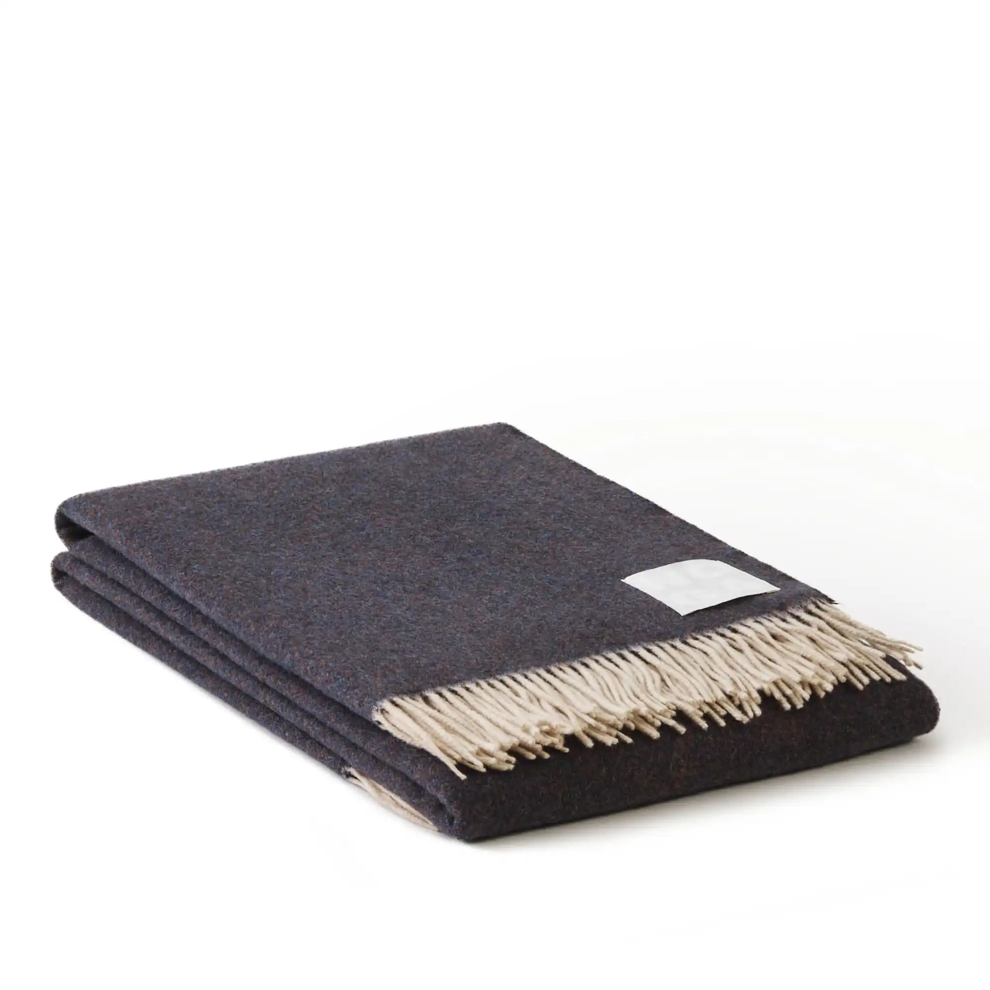 Merino Mouliné Throw Chocolate Brown/Midnight Blue