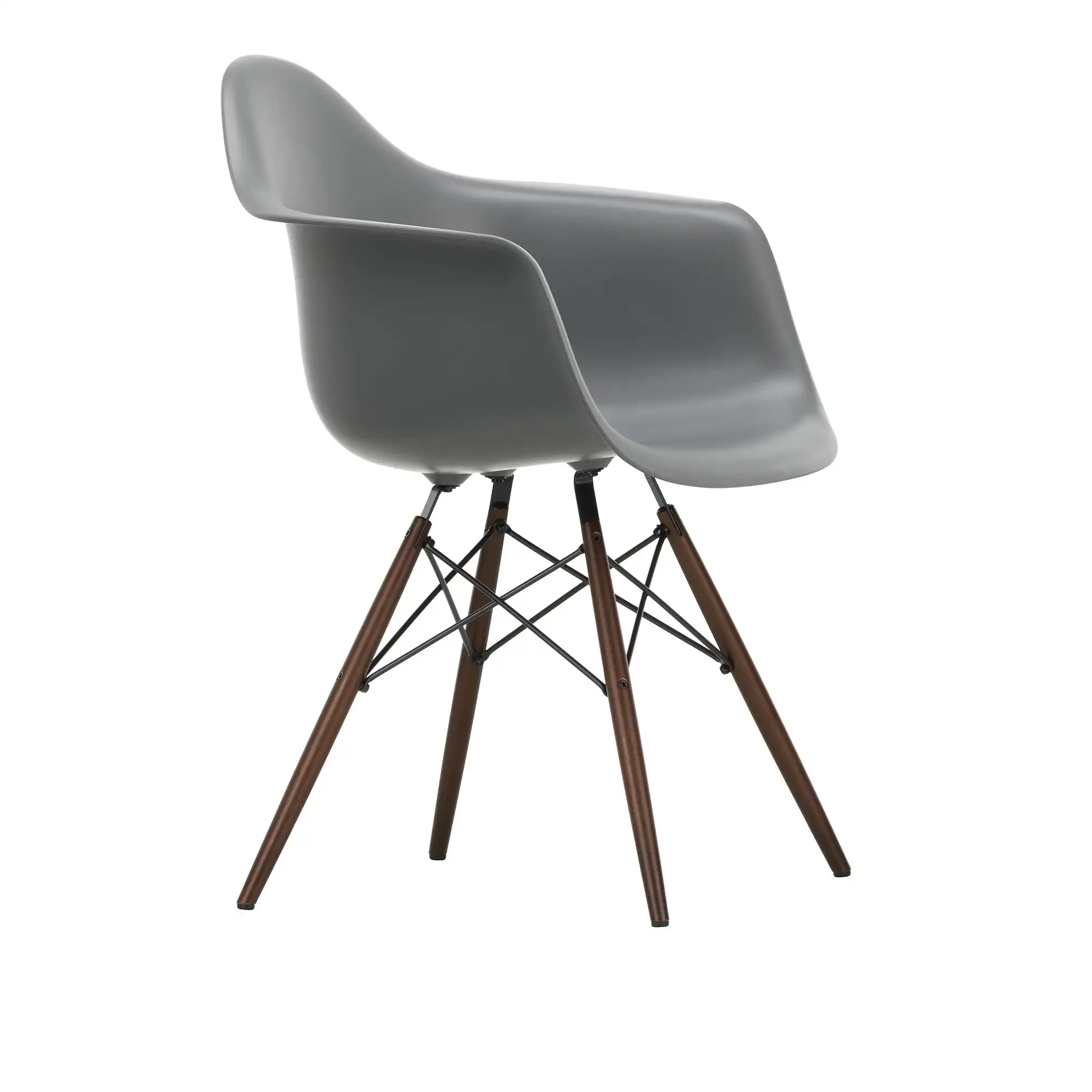 Eames Plastic Armchair DAW - 56 Granite Grey - Dark Maple