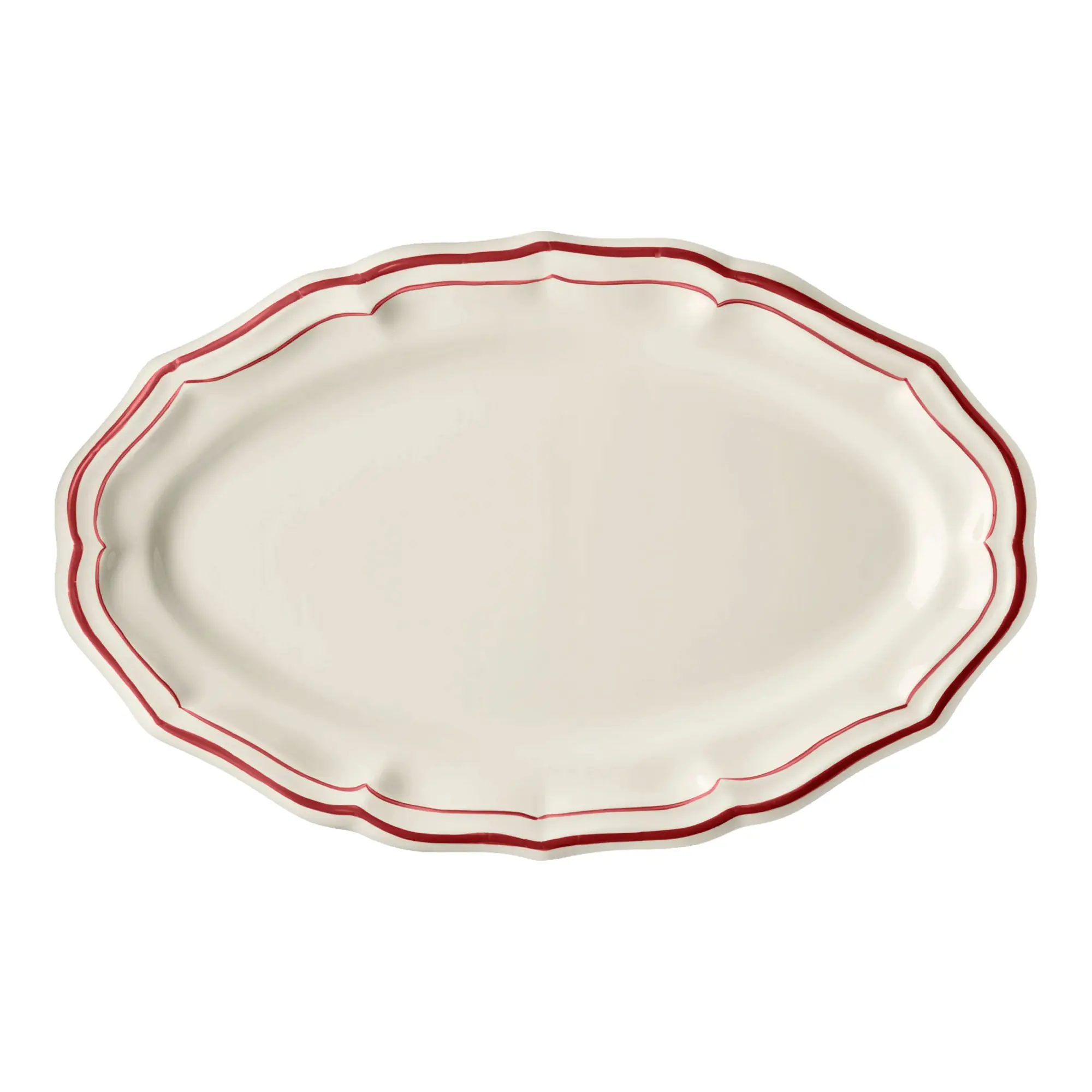 Filet oval serveringsfat röd