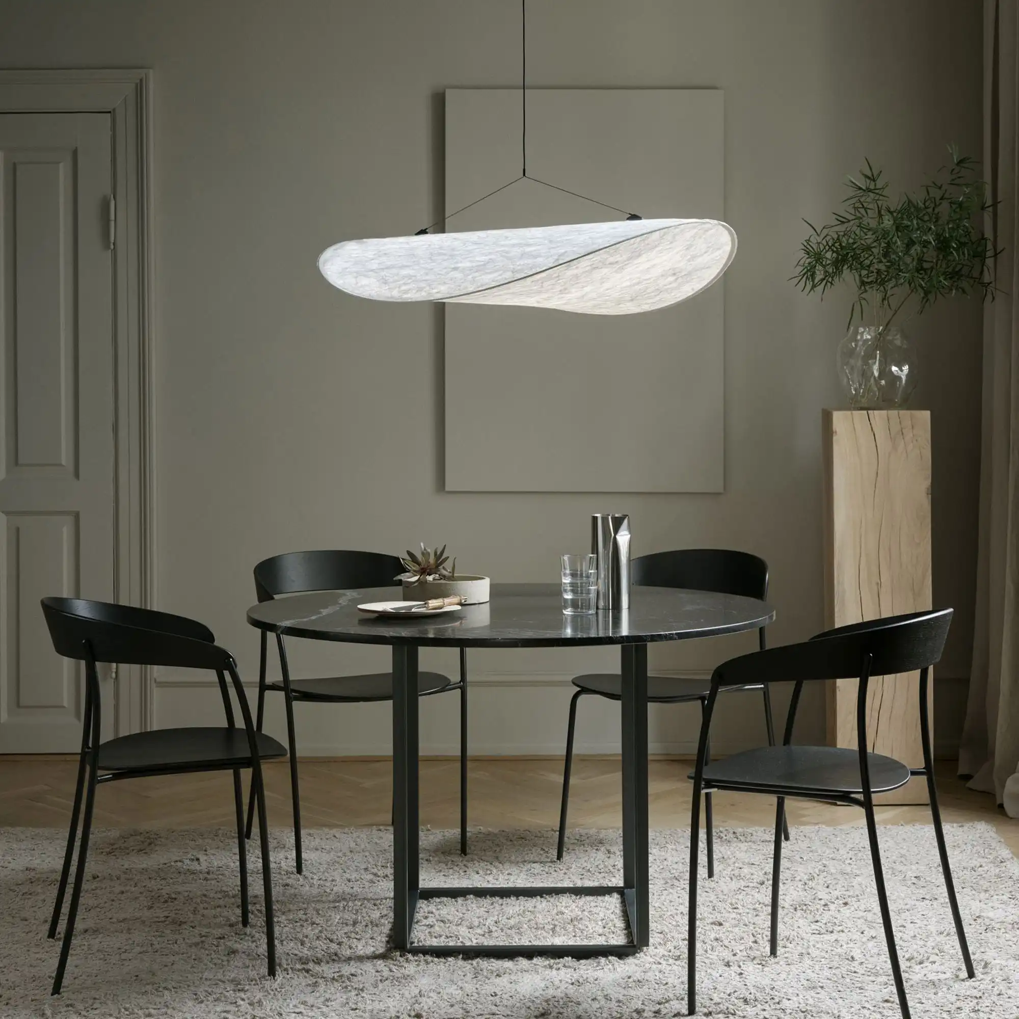 Florence Dining Table - Ø120, Skiva: Marmor - Vit Carrara, Underrede: Vit