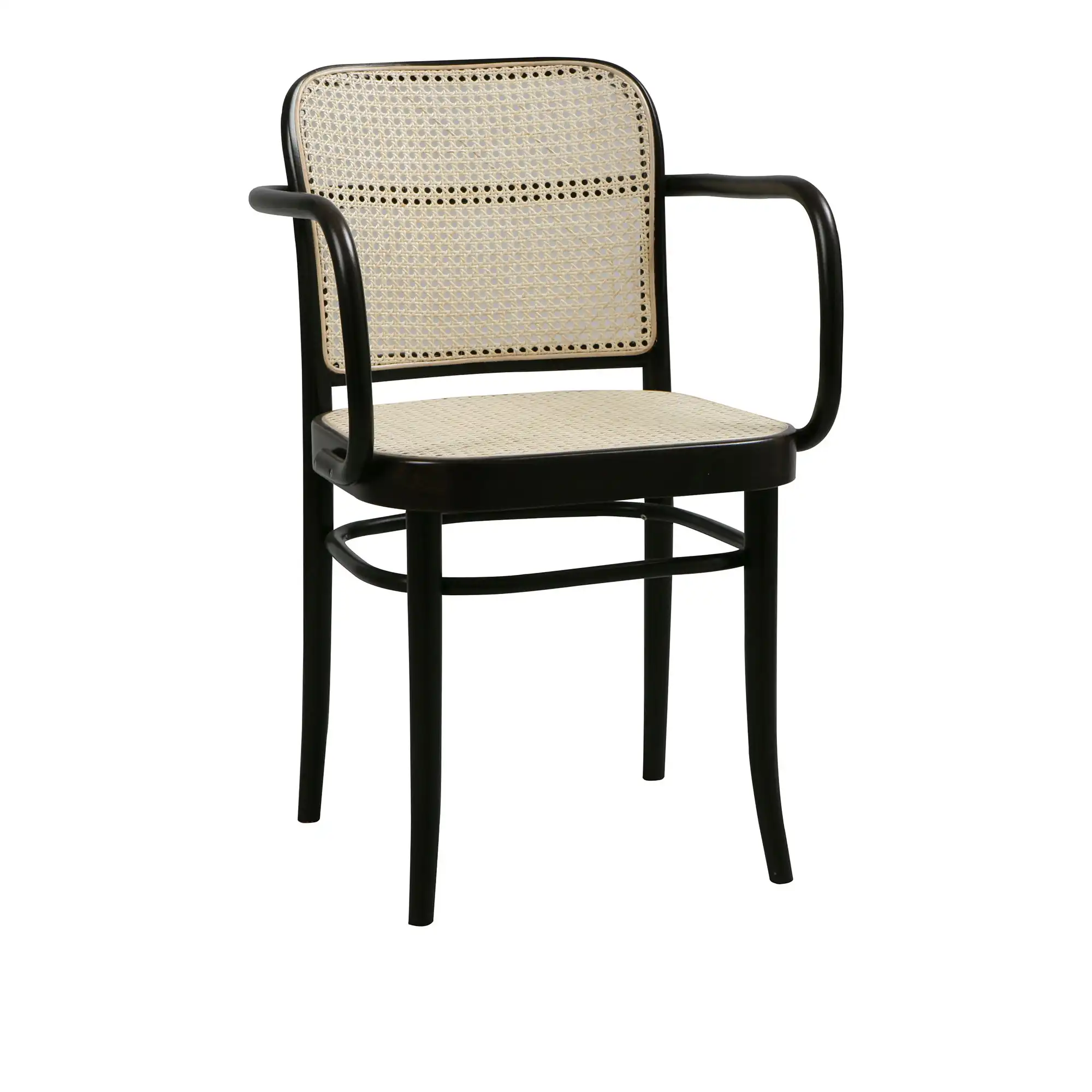 811 Armchair Cane Beech Stained Black Grain