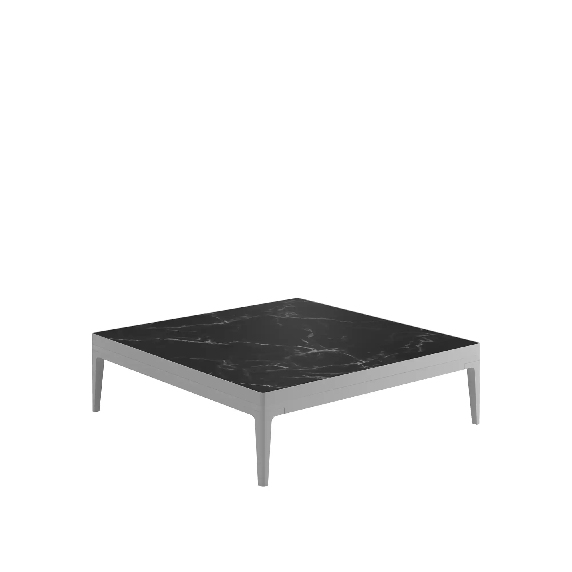 Grid Square Coffee Table, Frame White, Nero Ceramic Top