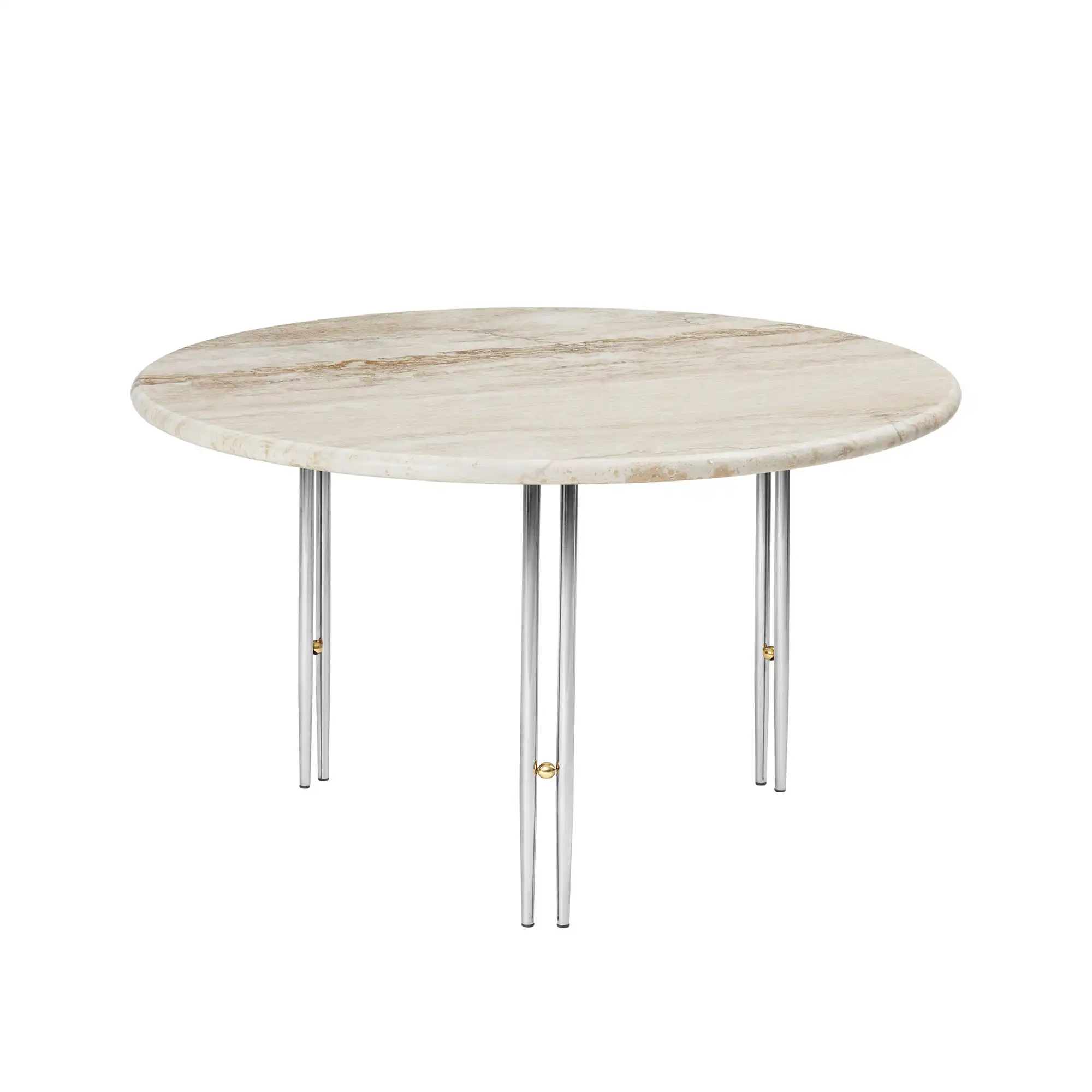 IOI Coffee Table - Round, Ø70 Top Rippled Beige, Base Chrome Base / Brass Sphere