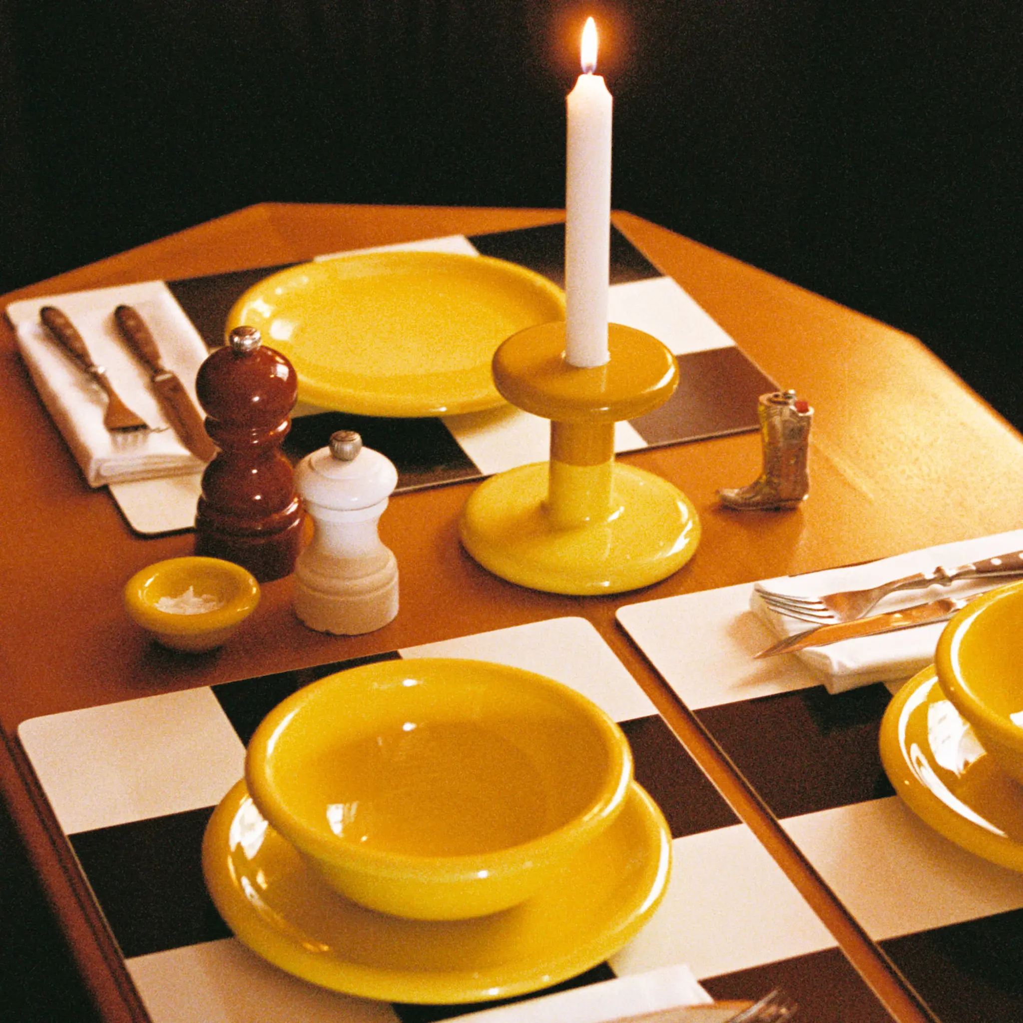 Check Placemat (Set of 2) - Light Blue/Chocolate
