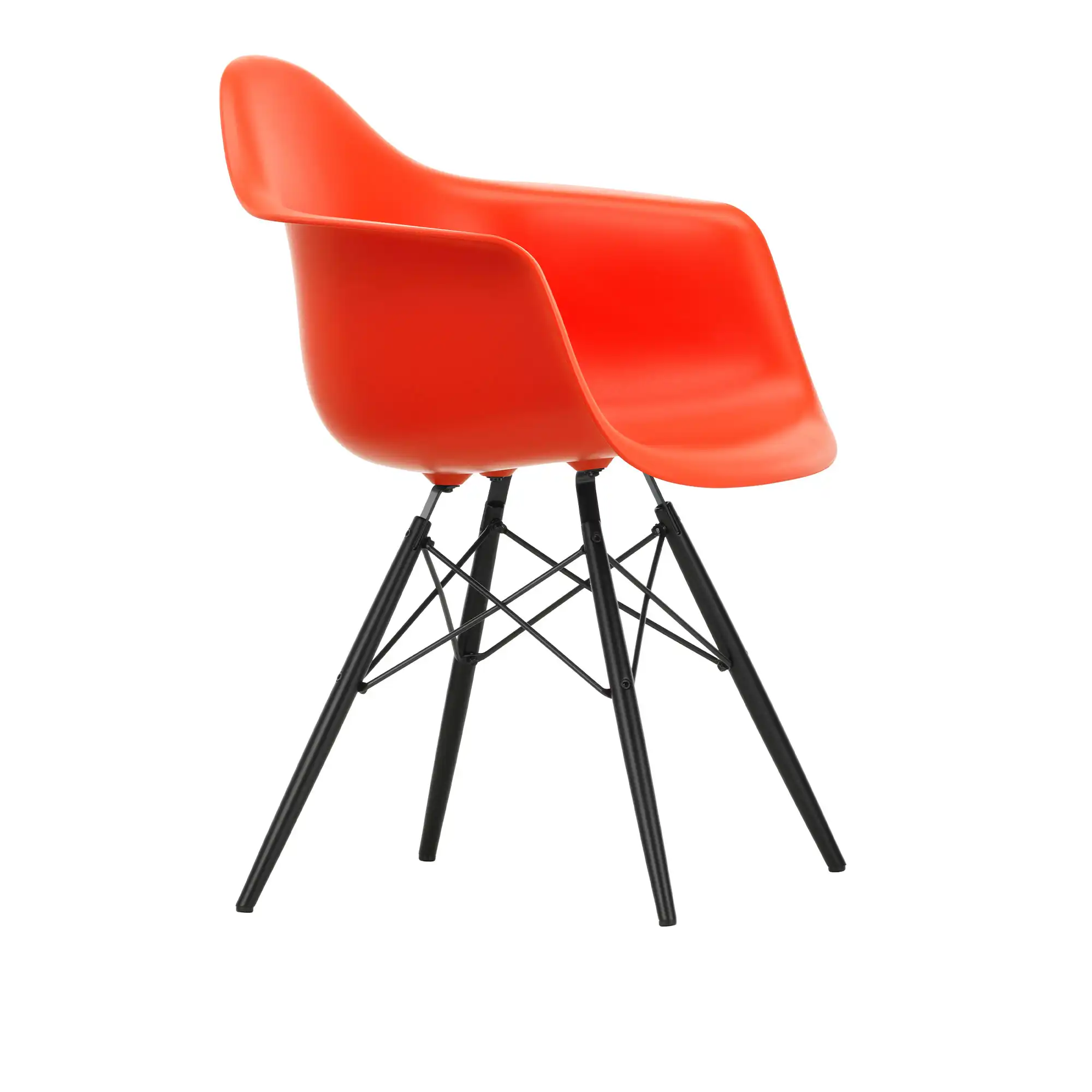Eames Plastic Armchair DAW - 03 Poppy Red - Black Maple