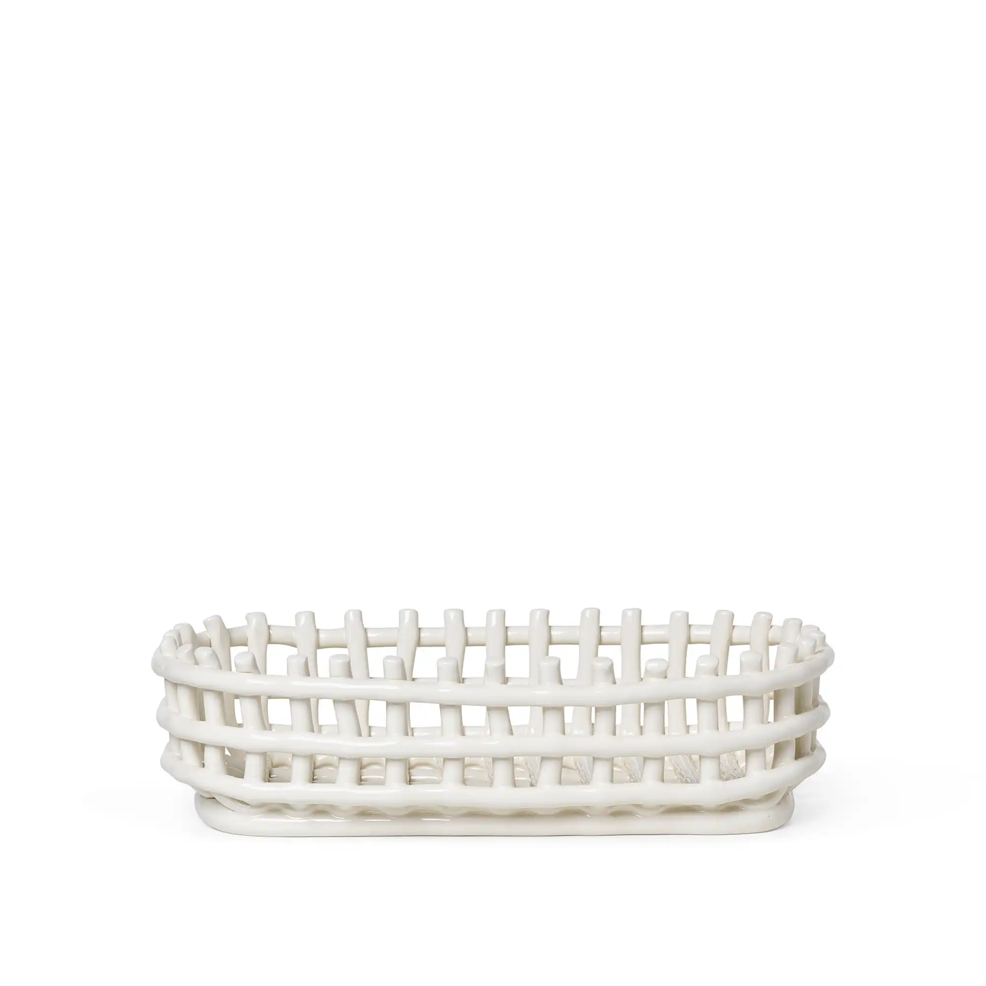 Ceramic Basket Oval Off-White