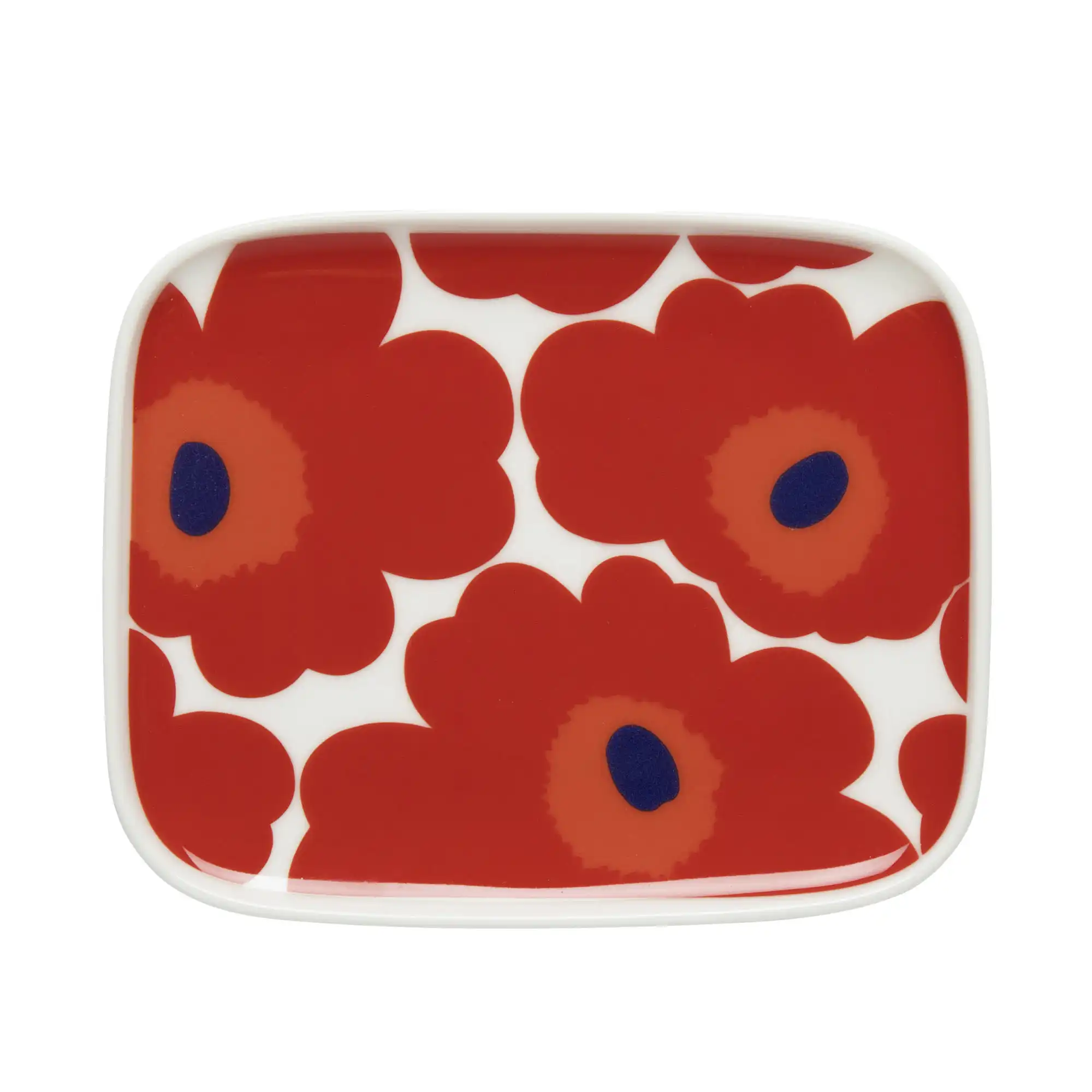 Unikko tallerken 15x12 cm white, red, blue