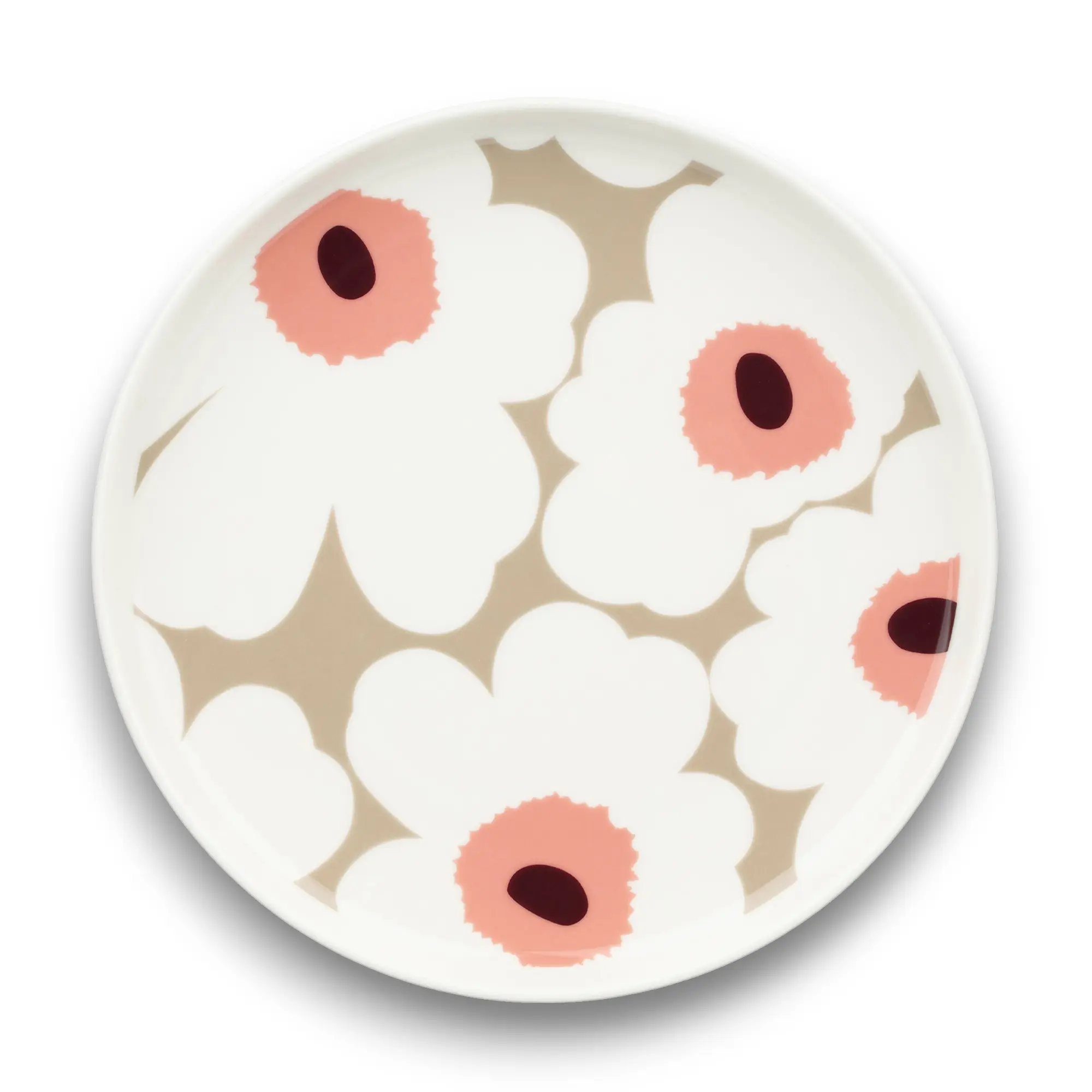 Unikko Plate 20cm White, Clay, Rose