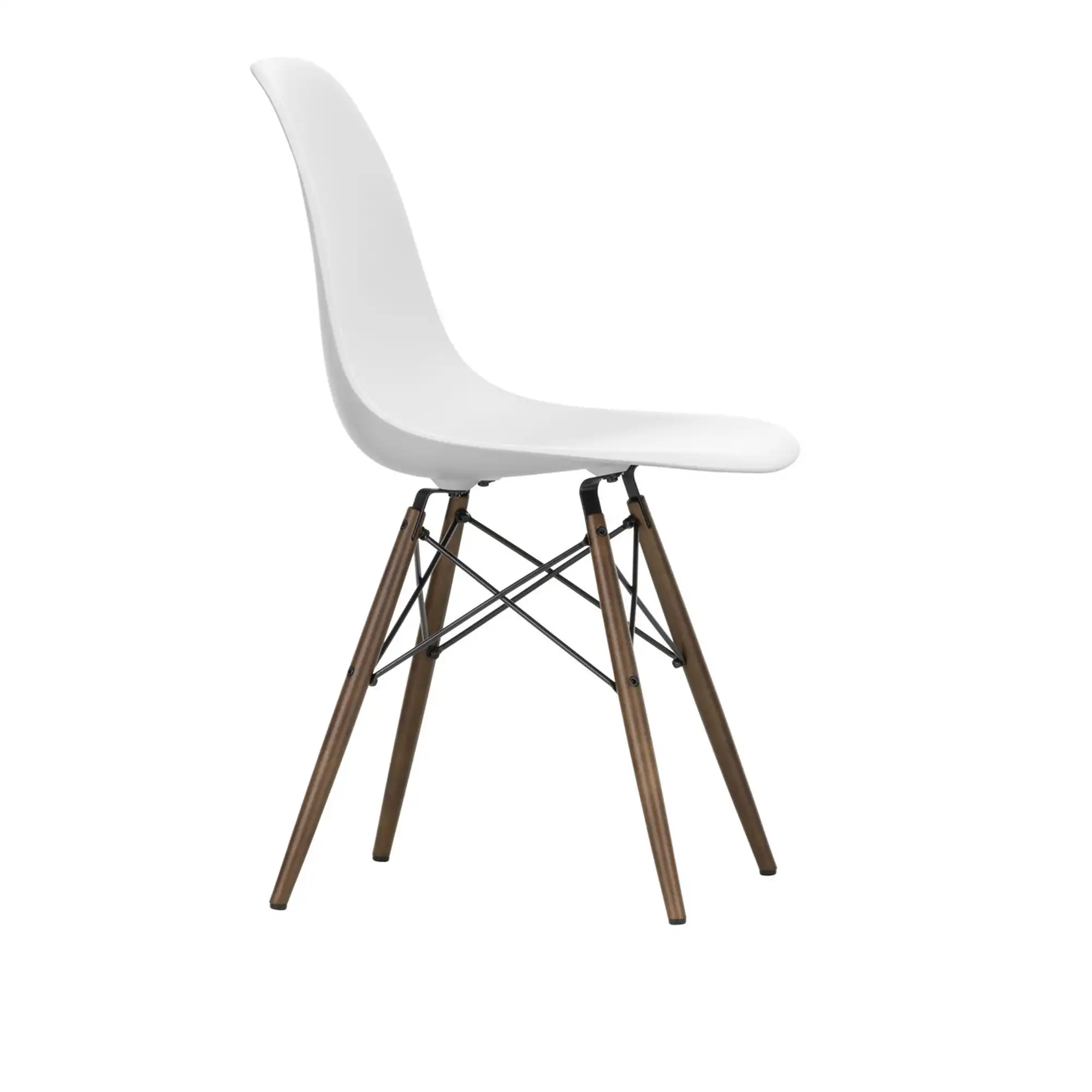 Eames RE Plastic Chair DSW 85 Cotton White, Dark Maple