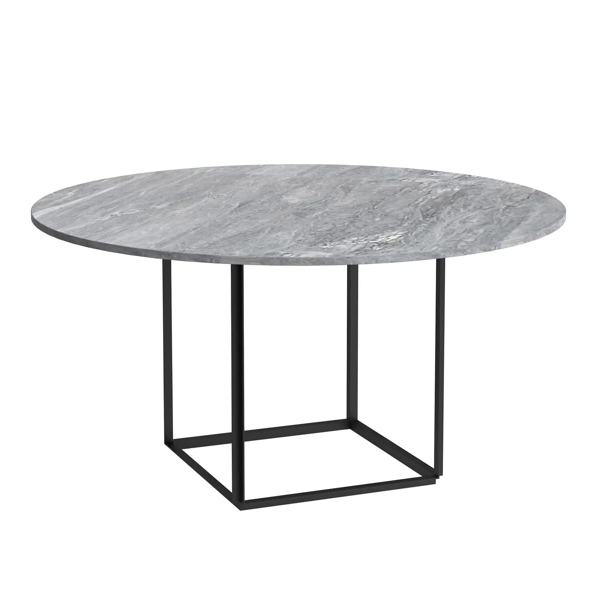 Florence Dining Table - Ø145, Skiva: Marmor - Grå Ruivina, Underrede: Svart