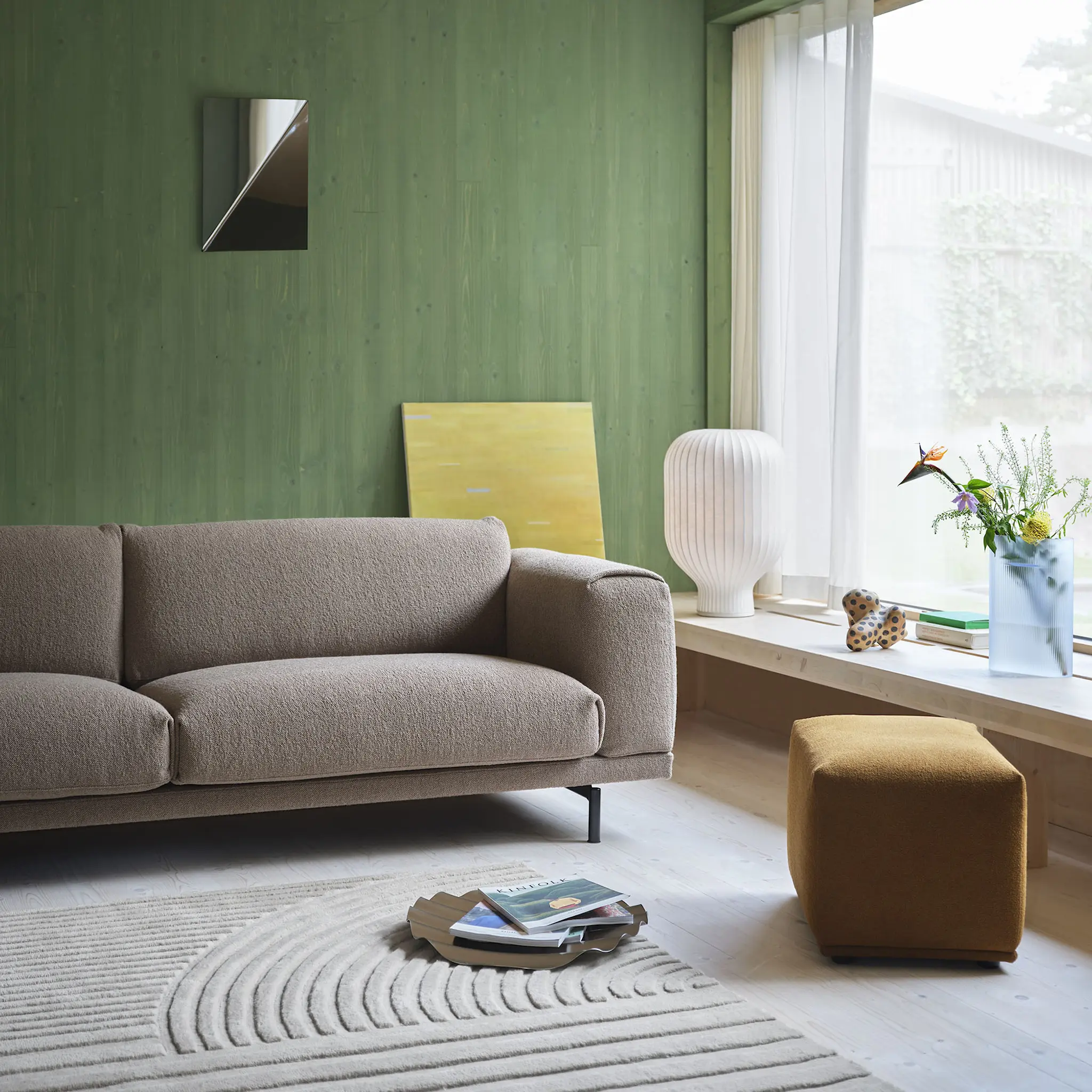 Rest sofa 3-seter svart metallunderstell