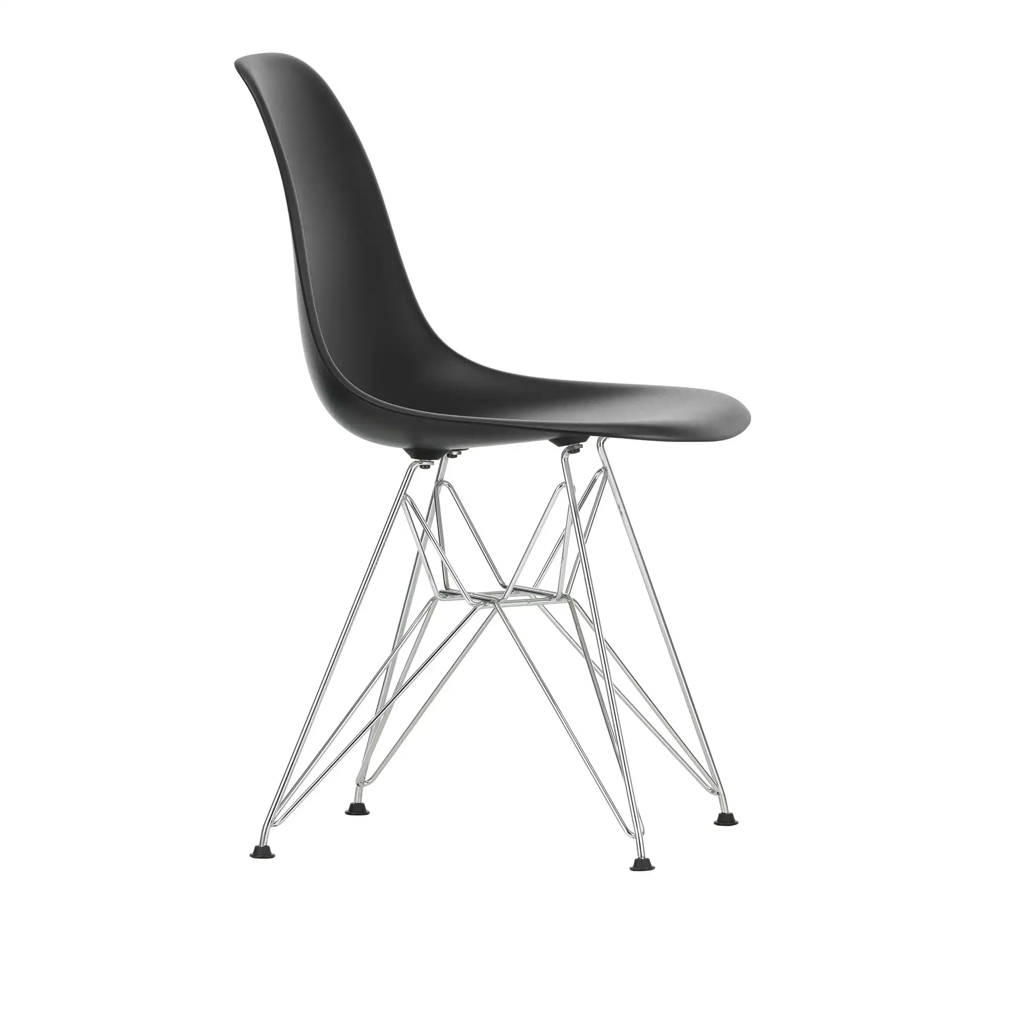 Eames Plastic Chair DSR - 12 Deep Black - Chrome Base