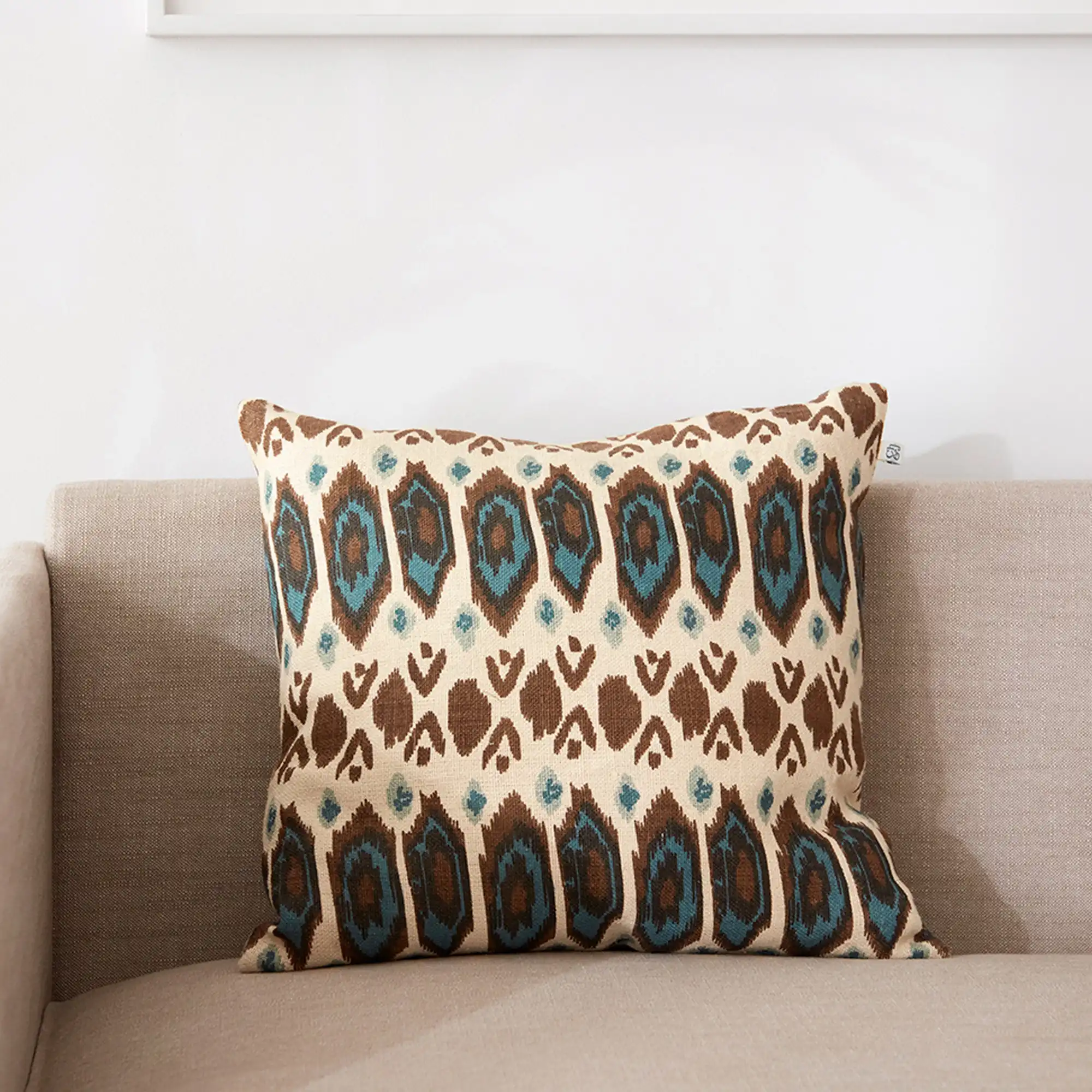 Ikat Bombay Cushion Cover 50x50 cm Taupe / Heaven Blue / Aqua