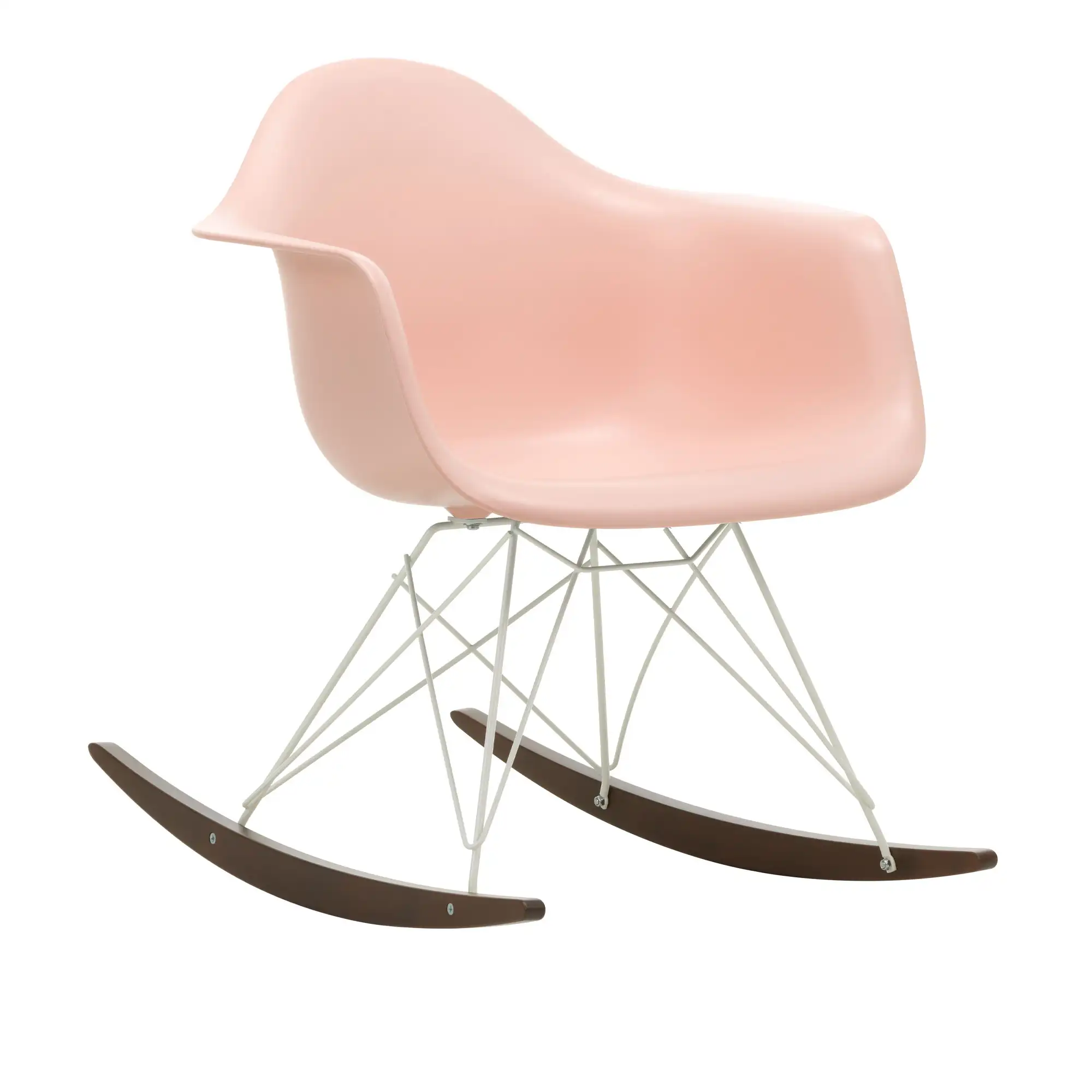 Eames Plastic Armchair RAR - 41 Pale Rose - White Base - Dark Maple