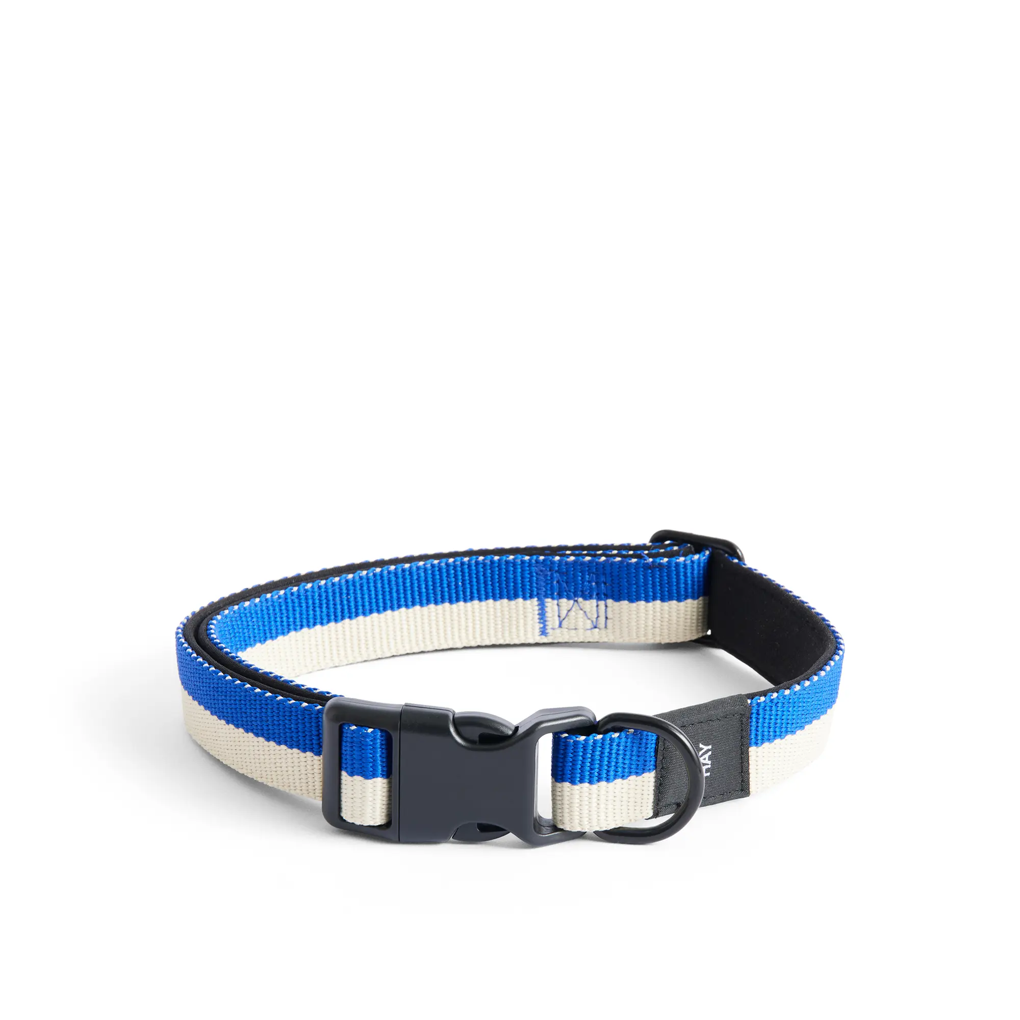 Hundhalsband flat M/L Blue, Off-White