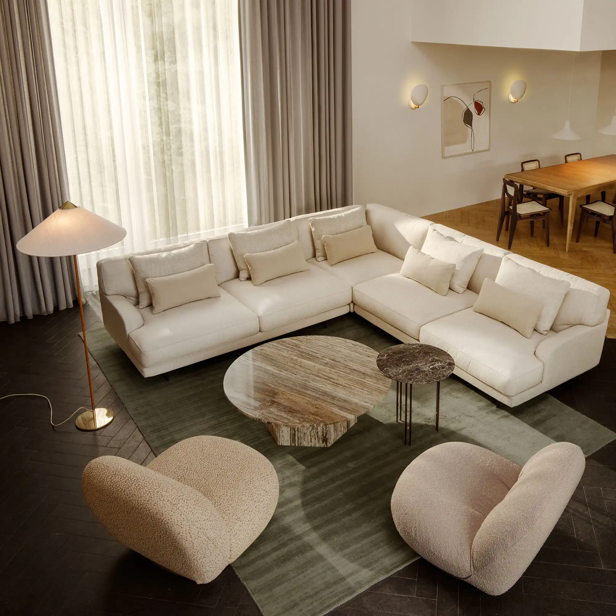 Flaneur 3-seters sofa Antique Brass