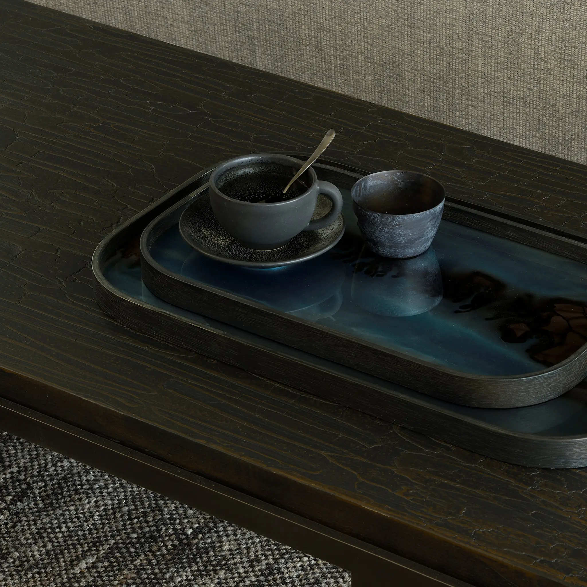Organic Valet Tray - Glass - Gold - Rectangular - XL 31 x 53 cm