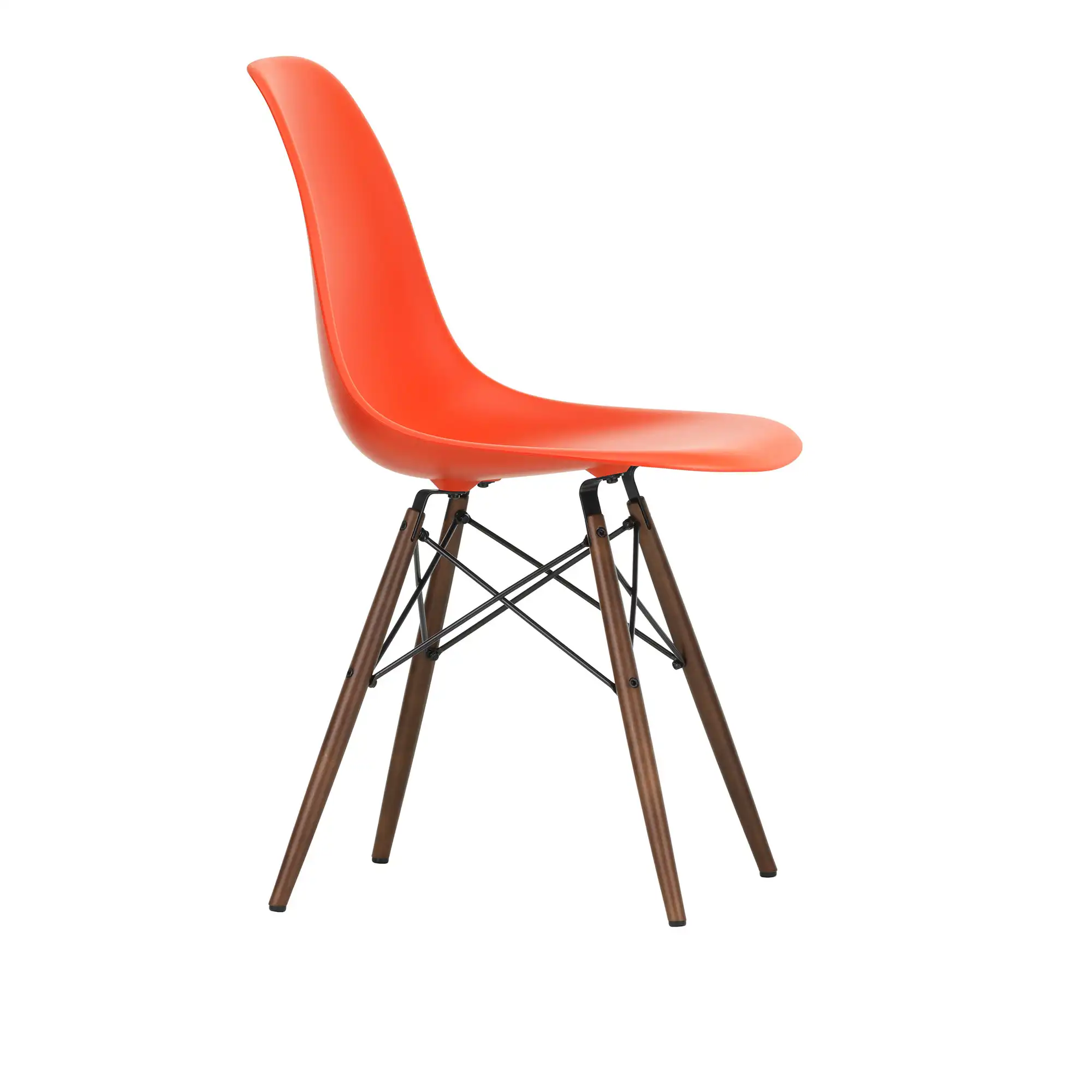 Eames Plastic Chair DSW - 03 Poppy Red - Dark Maple