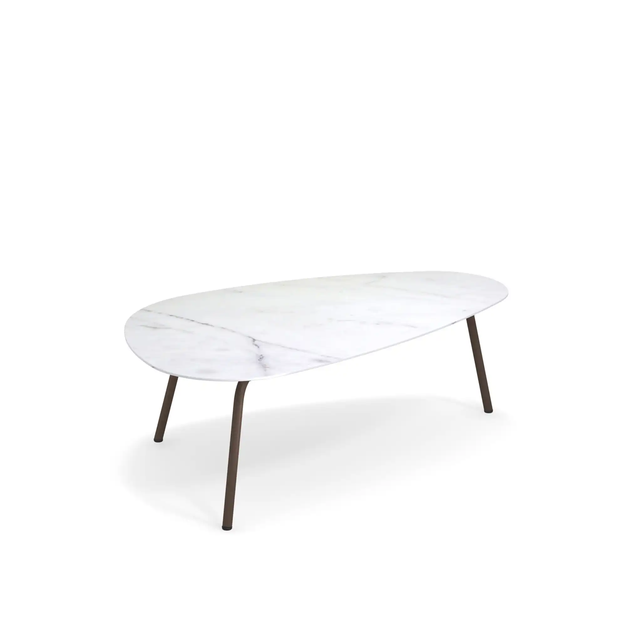 Terramare Large Coffee Table, Frame: Indian Brown, Top: Porcelain Stoneware, Statuario White