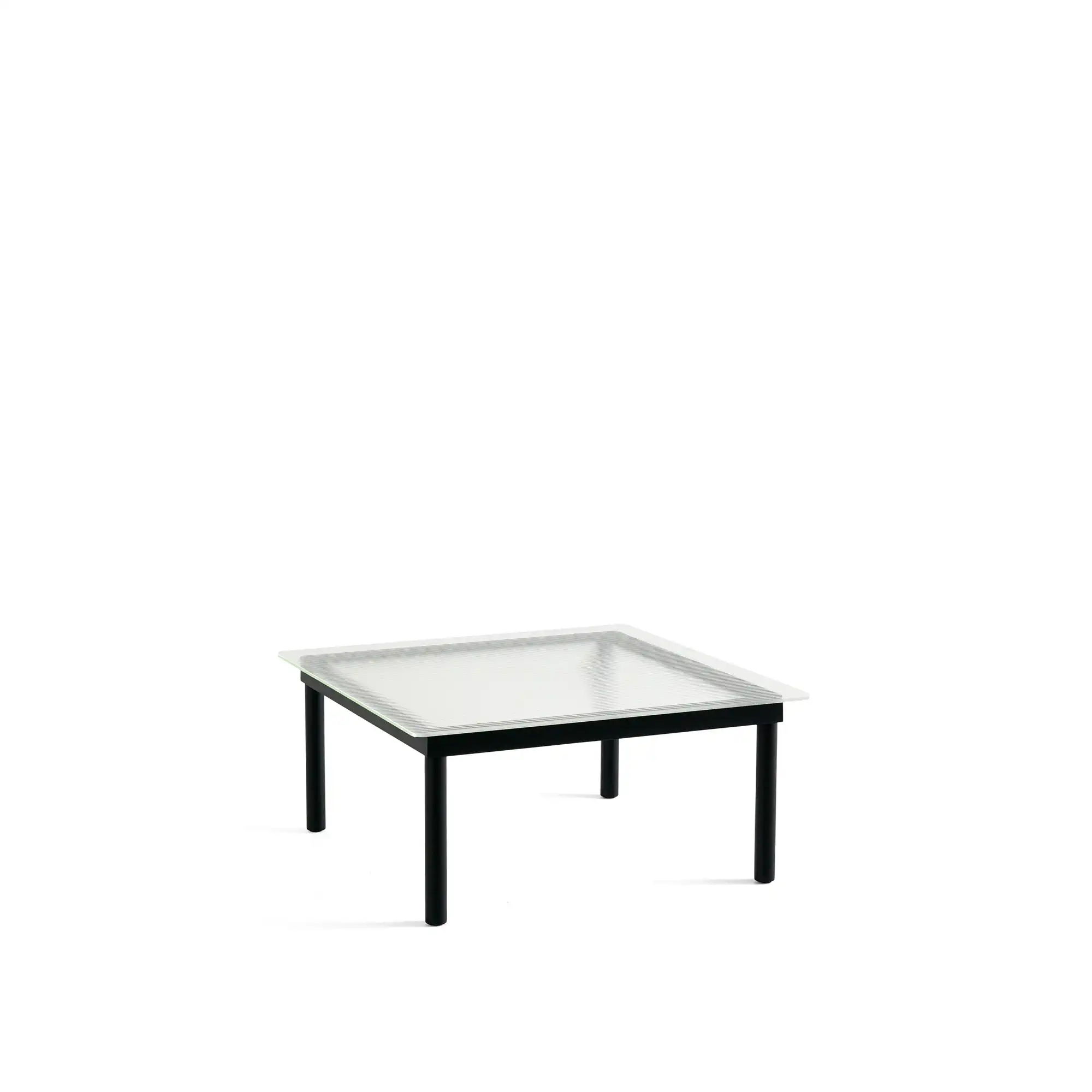 Kofi Black Water-Based Lacquered Oak Frame W. Clear Reeded Glass Tabletop 80X80