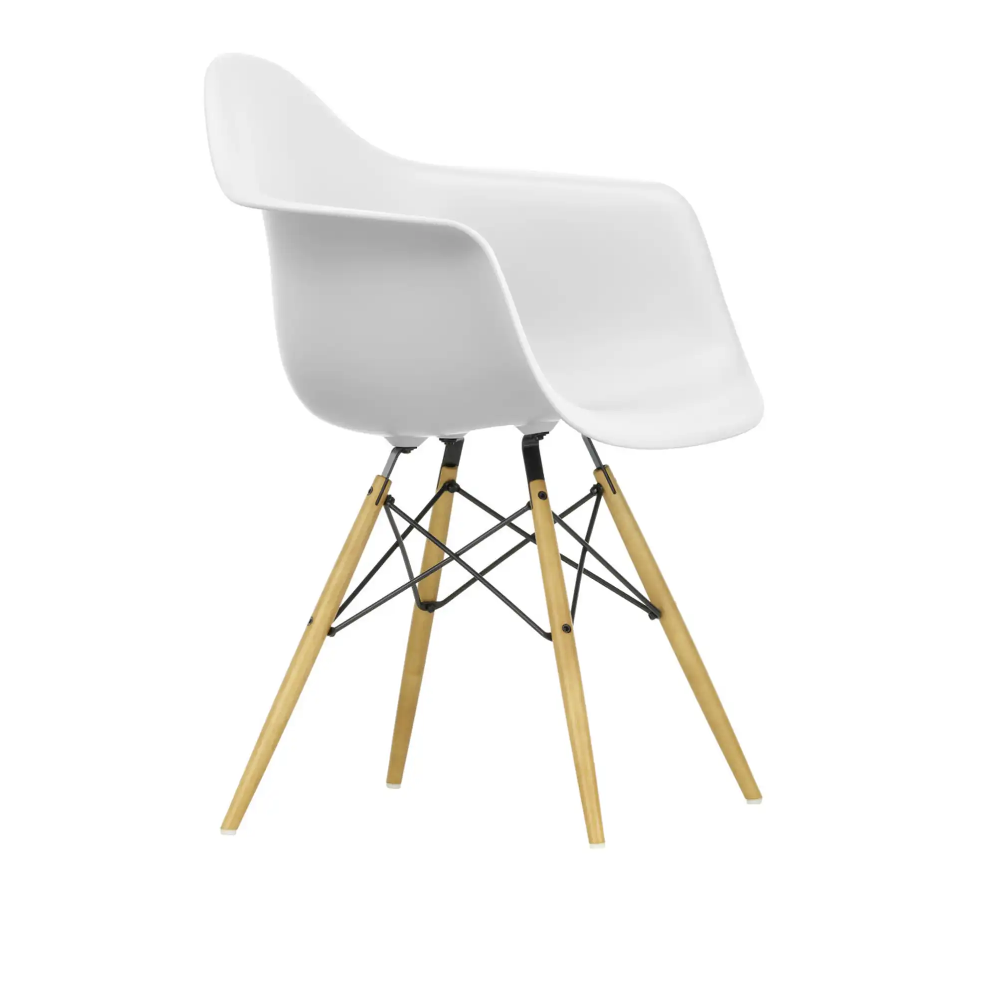 Eames RE Plastic Armchair DAW 85 Cotton White, Golden Maple