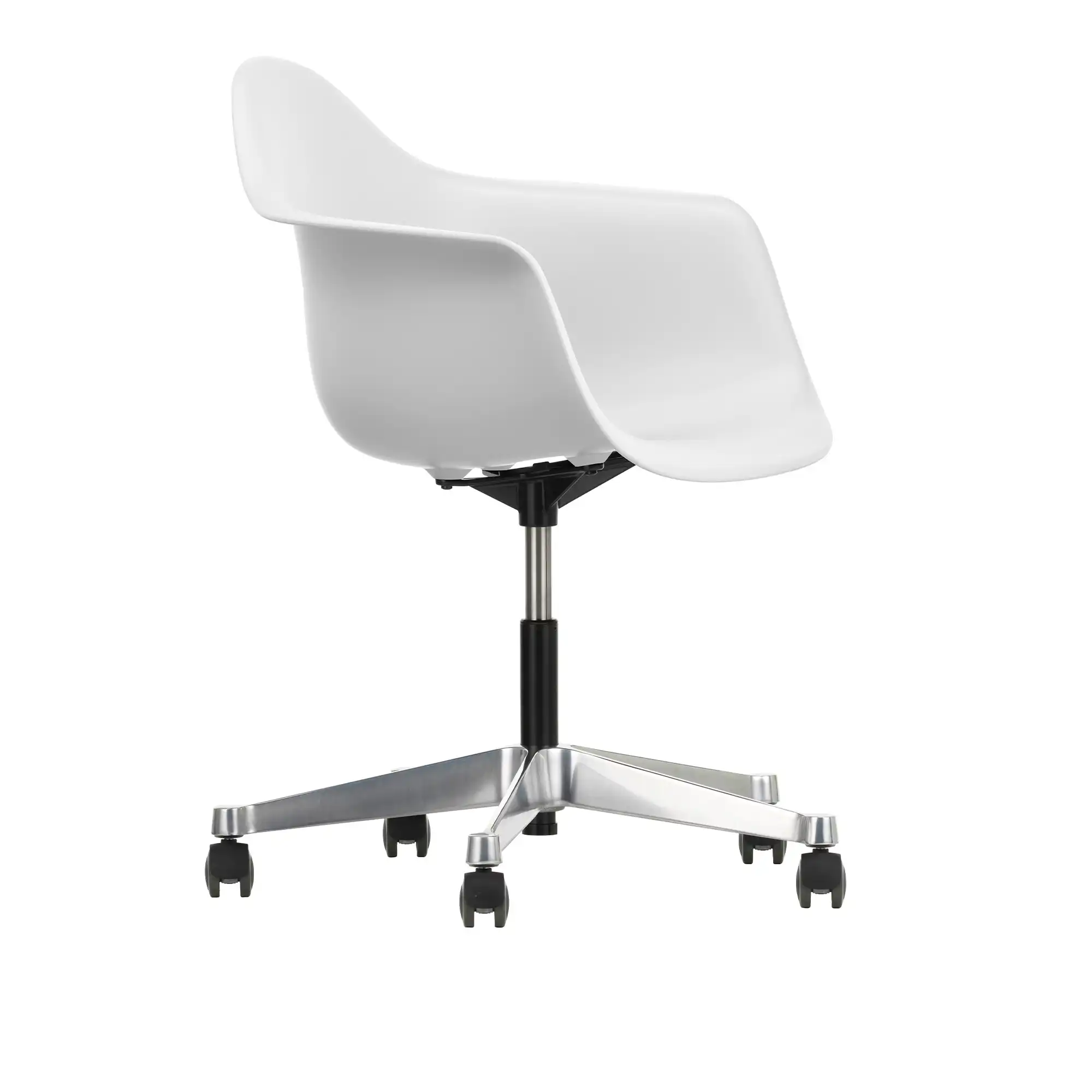 Eames RE Plastic Armchair PACC 85 Cotton White, Castors Soft
