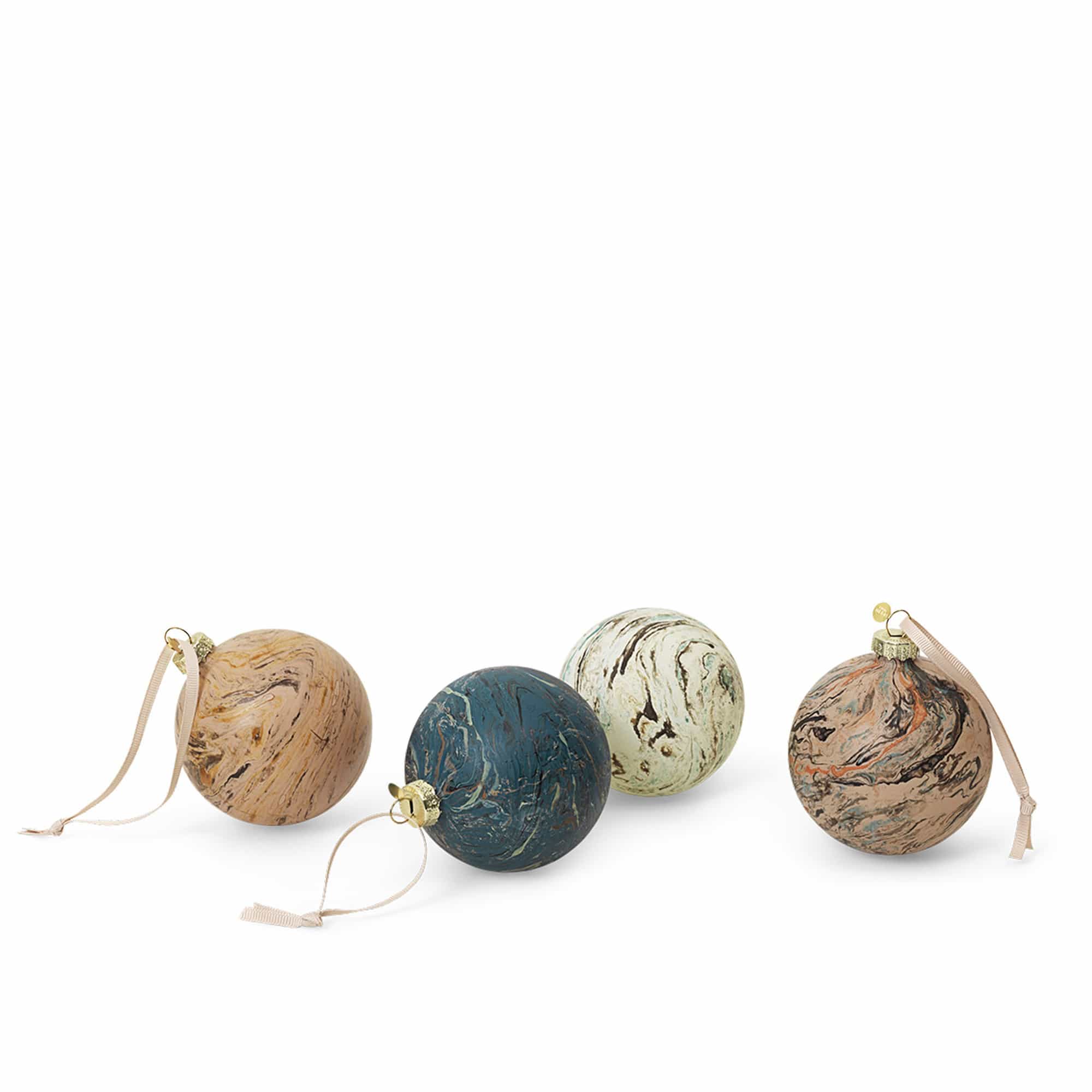 Marble Baubles M Set of 4 - Mixed