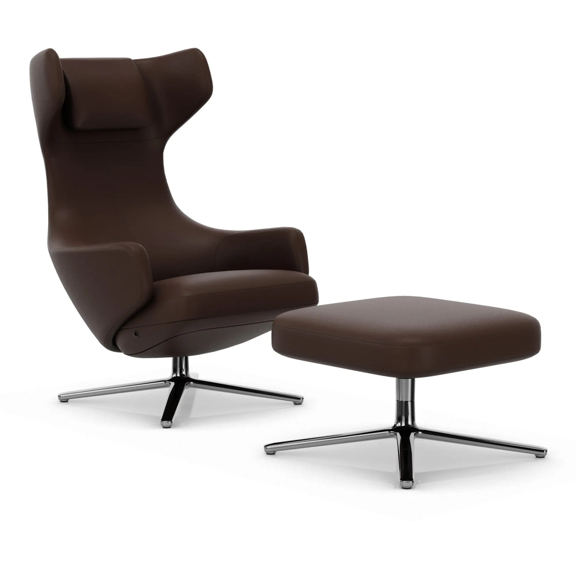 Grand Repos lenestol & Repos Ottoman fotskammel Polished