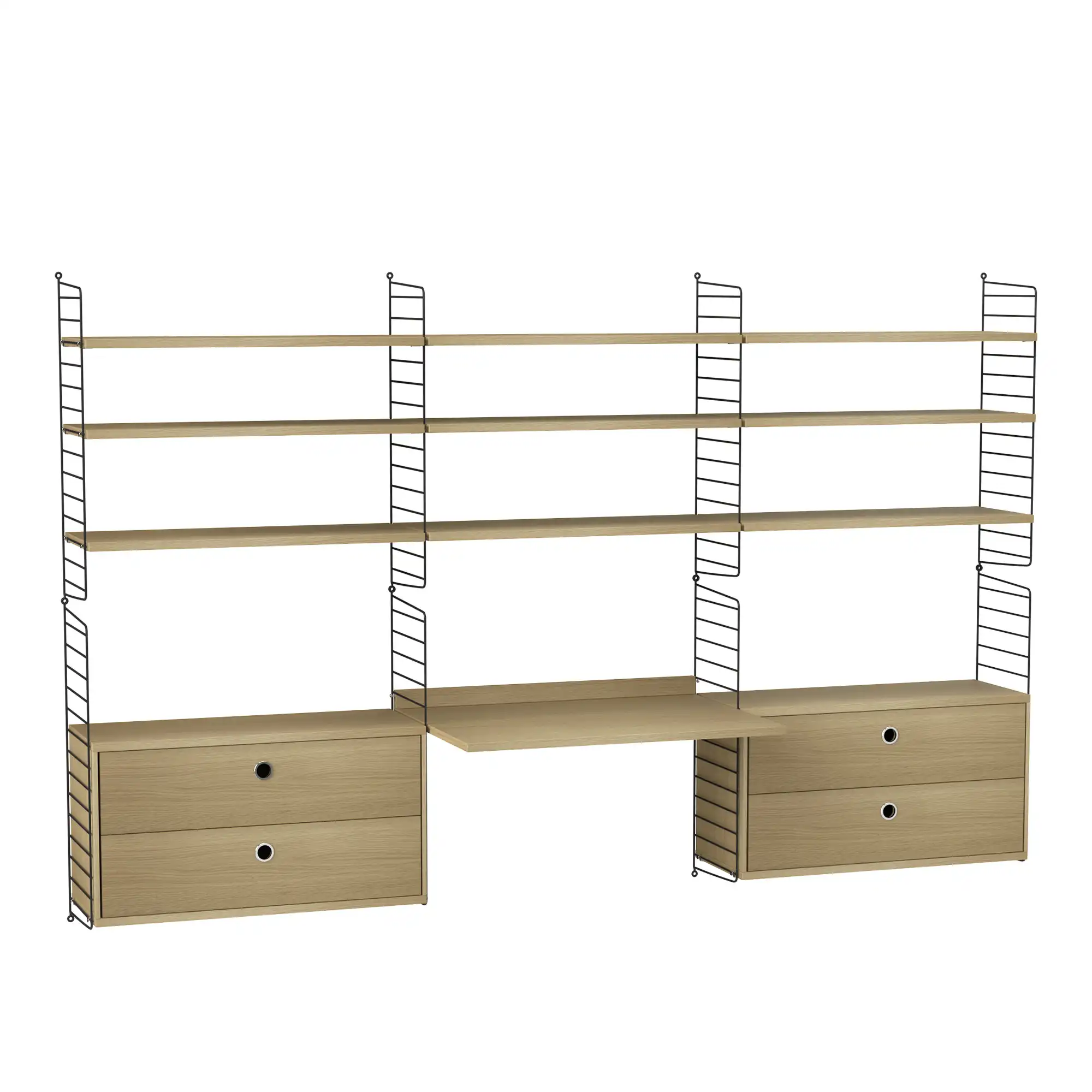 Kontor hyllesystem F eik/svart