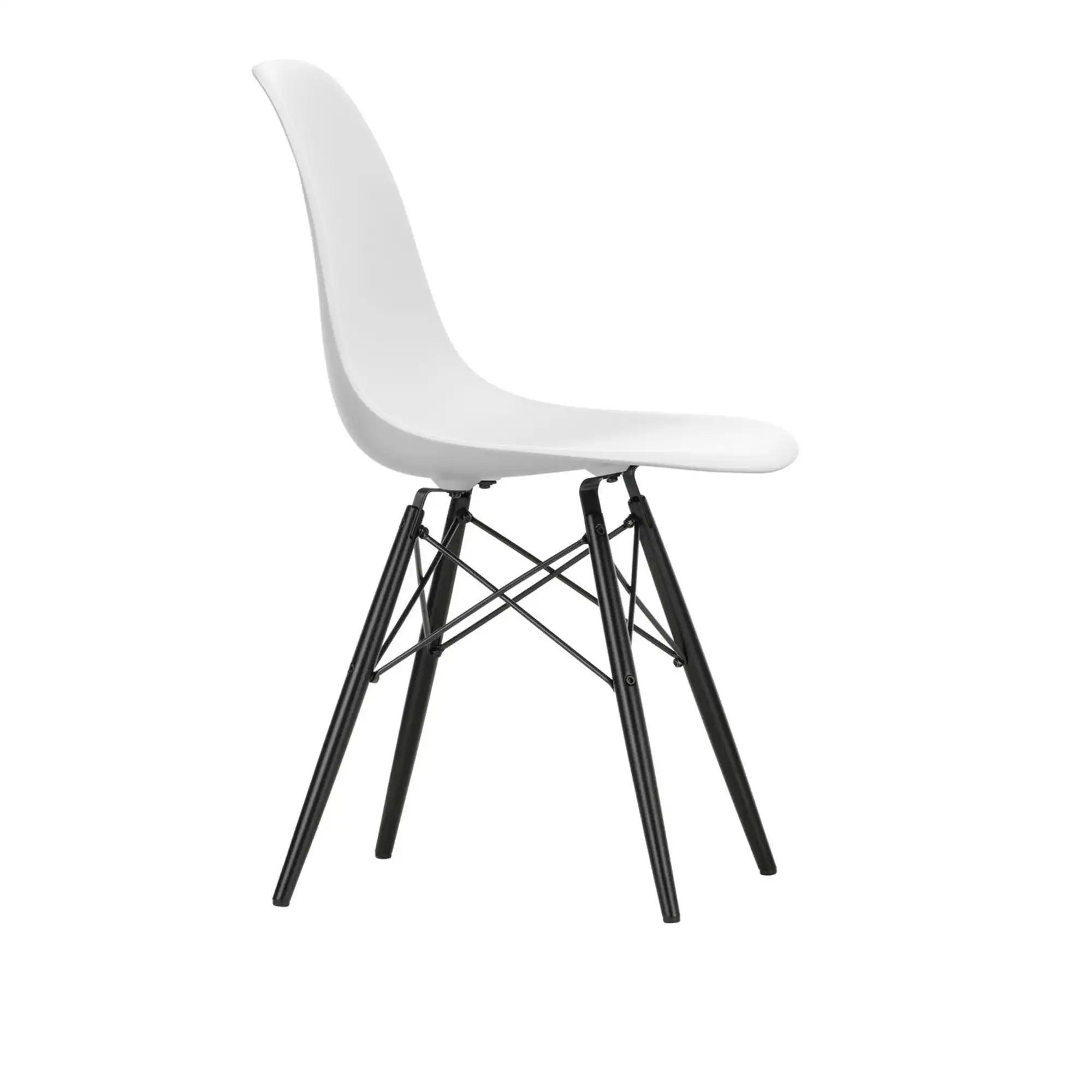 Eames RE Plastic Chair DSW 85 Cotton White, Black Maple