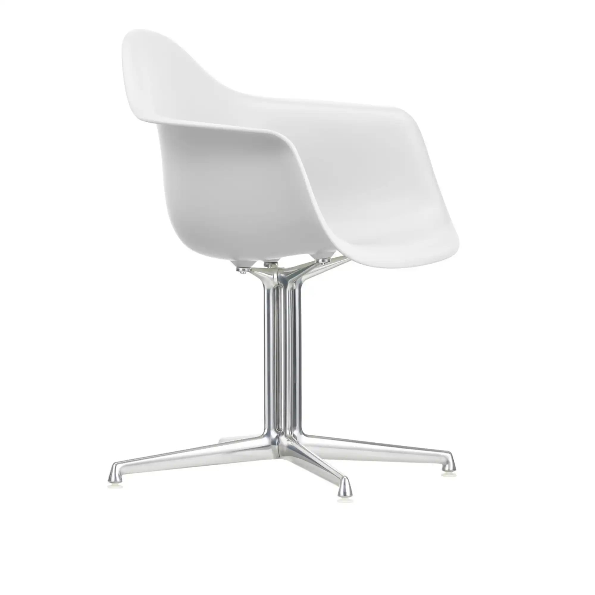 Eames RE Plastic Armchair DAL 85 Cotton White, Aluminium Polished
