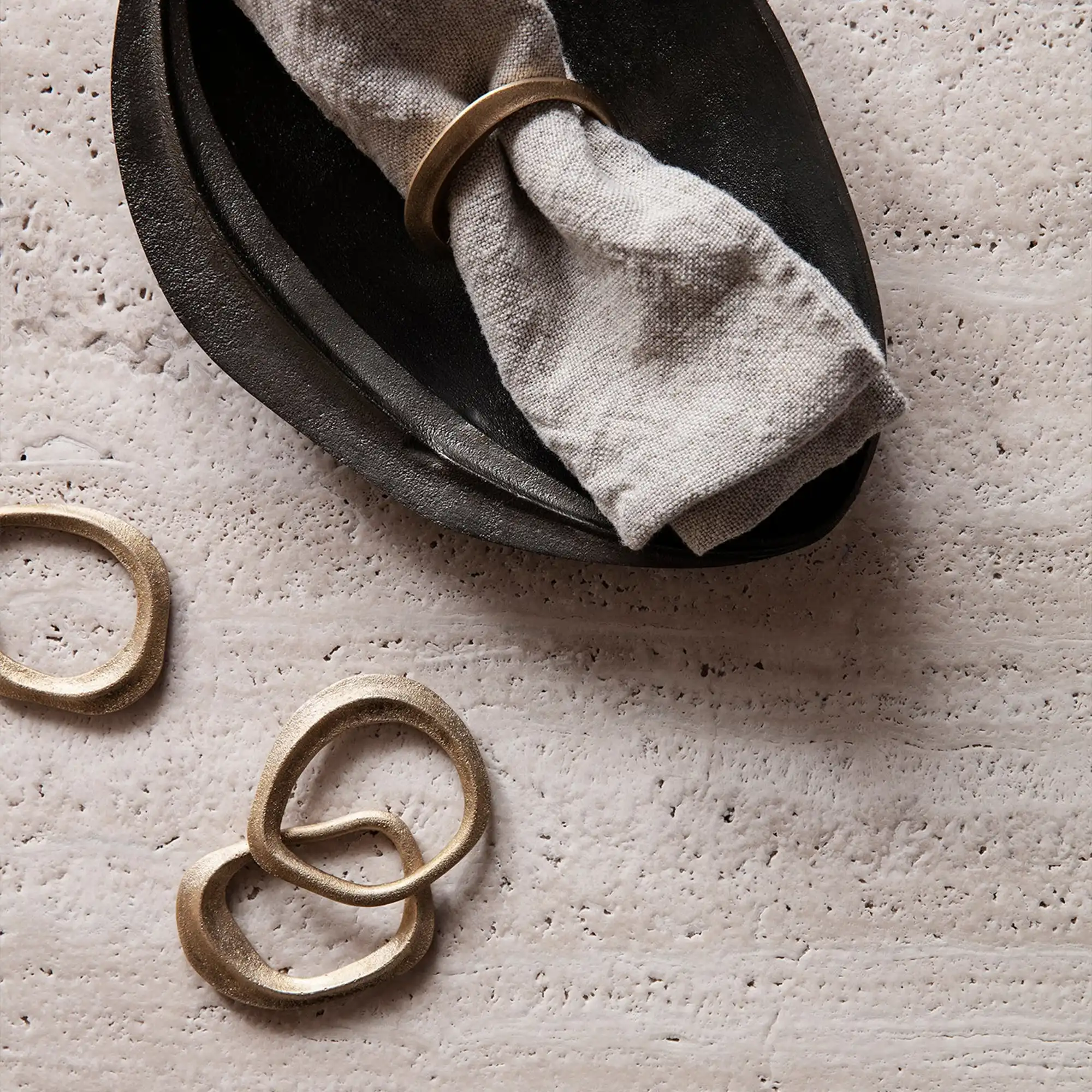 Flow Napkin Rings - Set of 4 - Brass