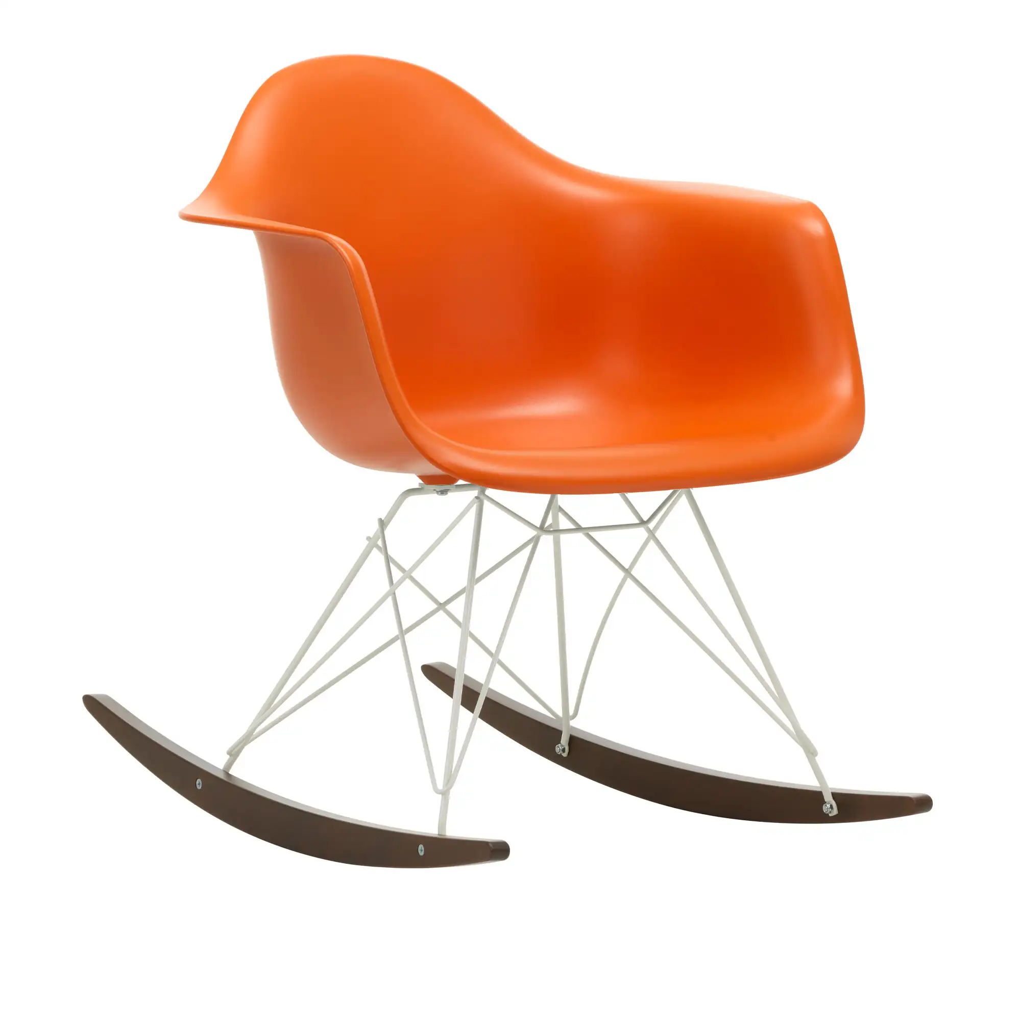 Eames Plastic Armchair RAR - 43 Rusty Orange - White Base - Dark Maple