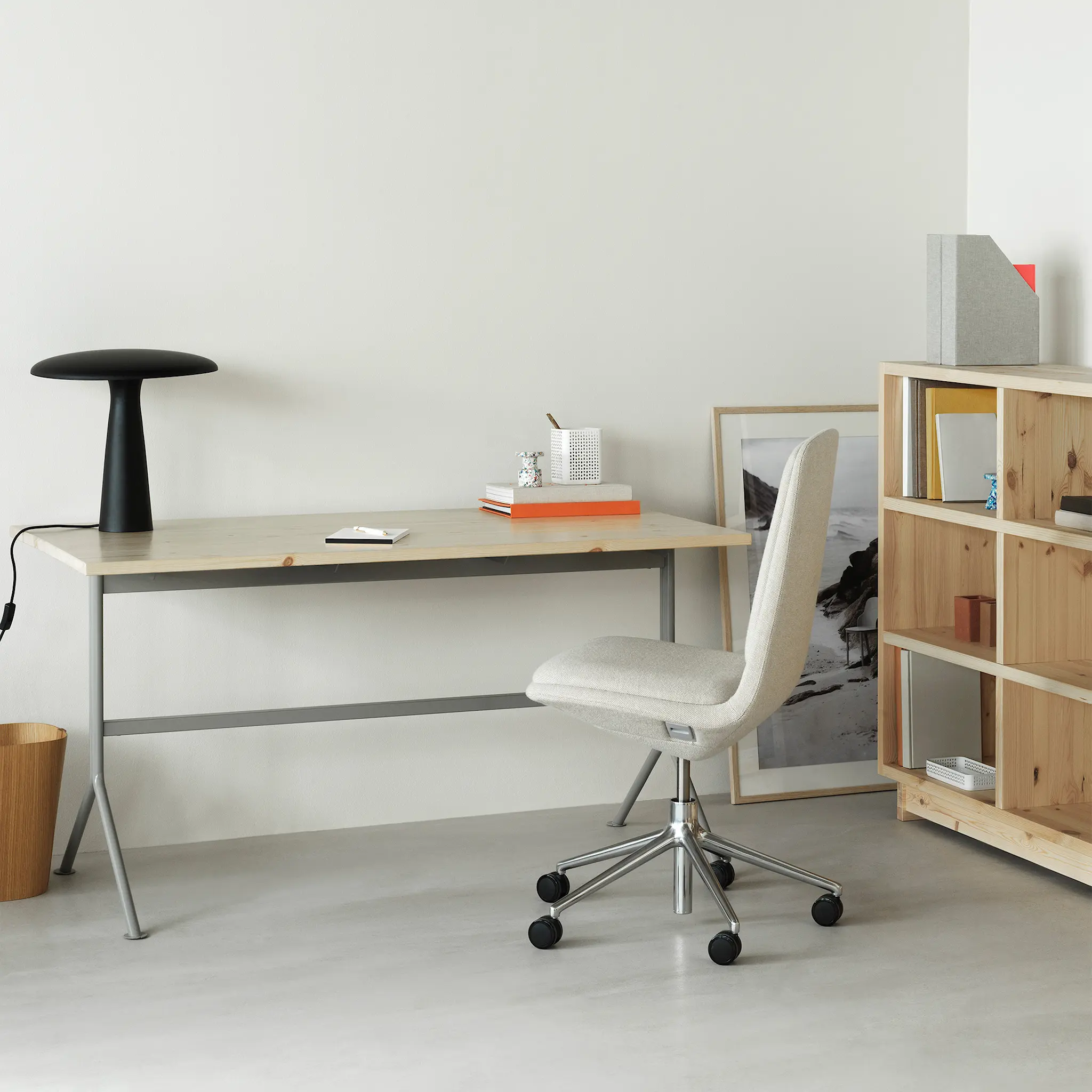 Kip Desk Grey Steel - Pine