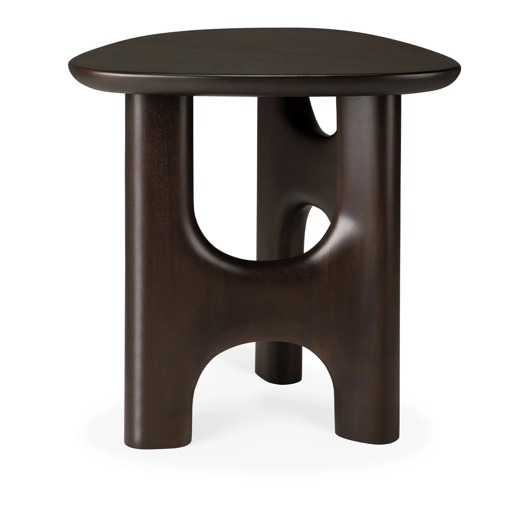 Flow side table - varnished mahogany - rose brown - pebble shape