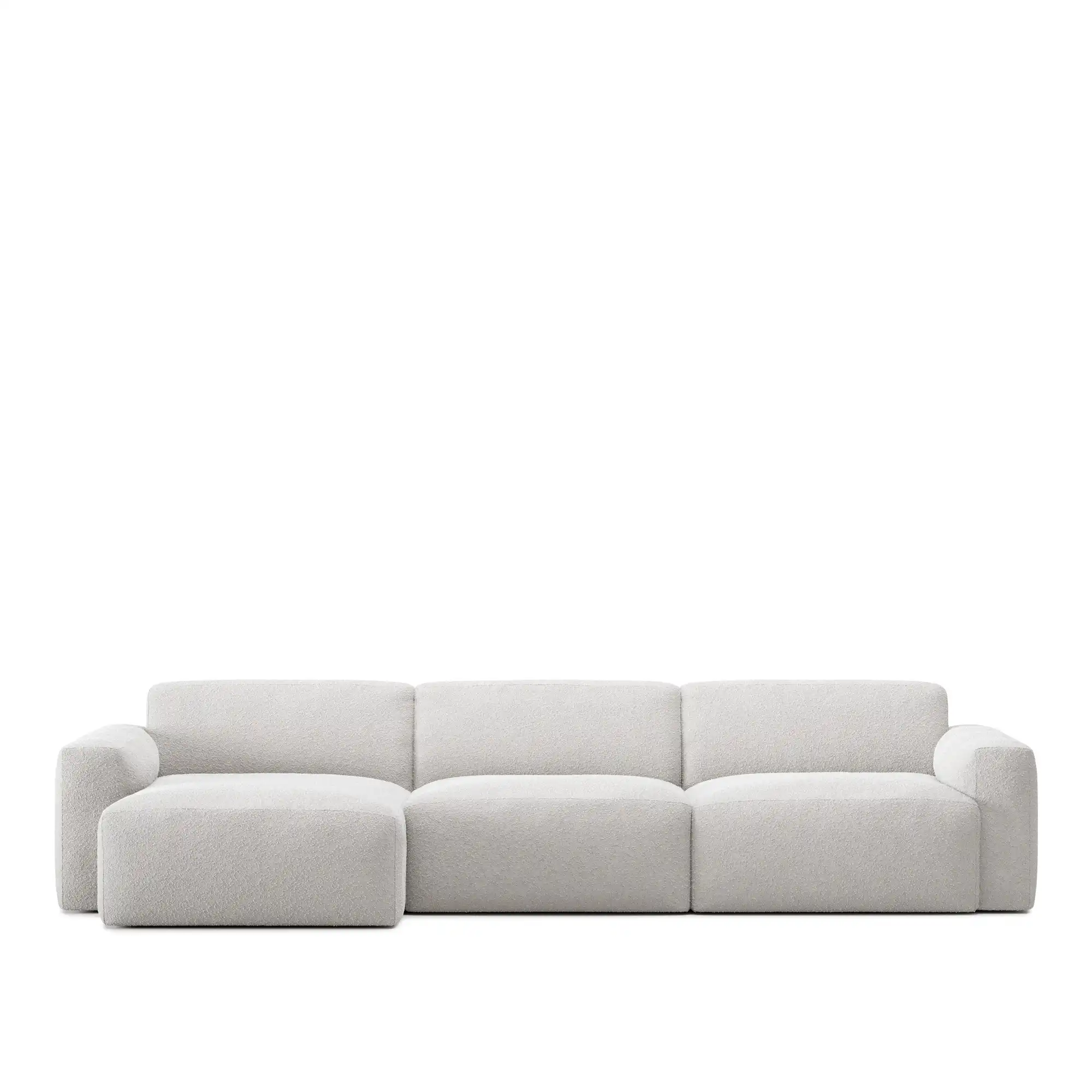 Brick 3-Seater Chaise Lounge Left - Ascot White