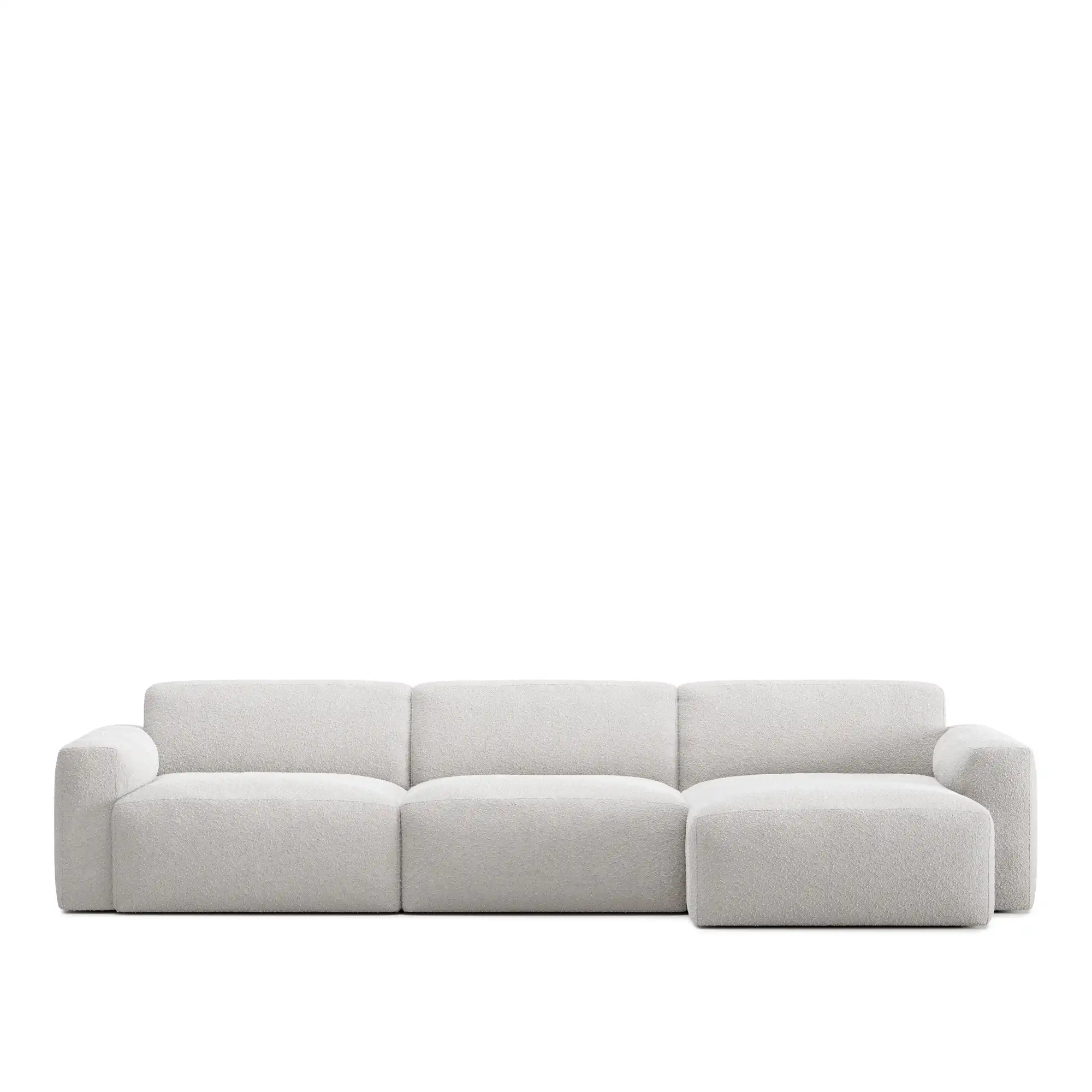 Brick 3-Seater Chaise Lounge Right - Ascot White