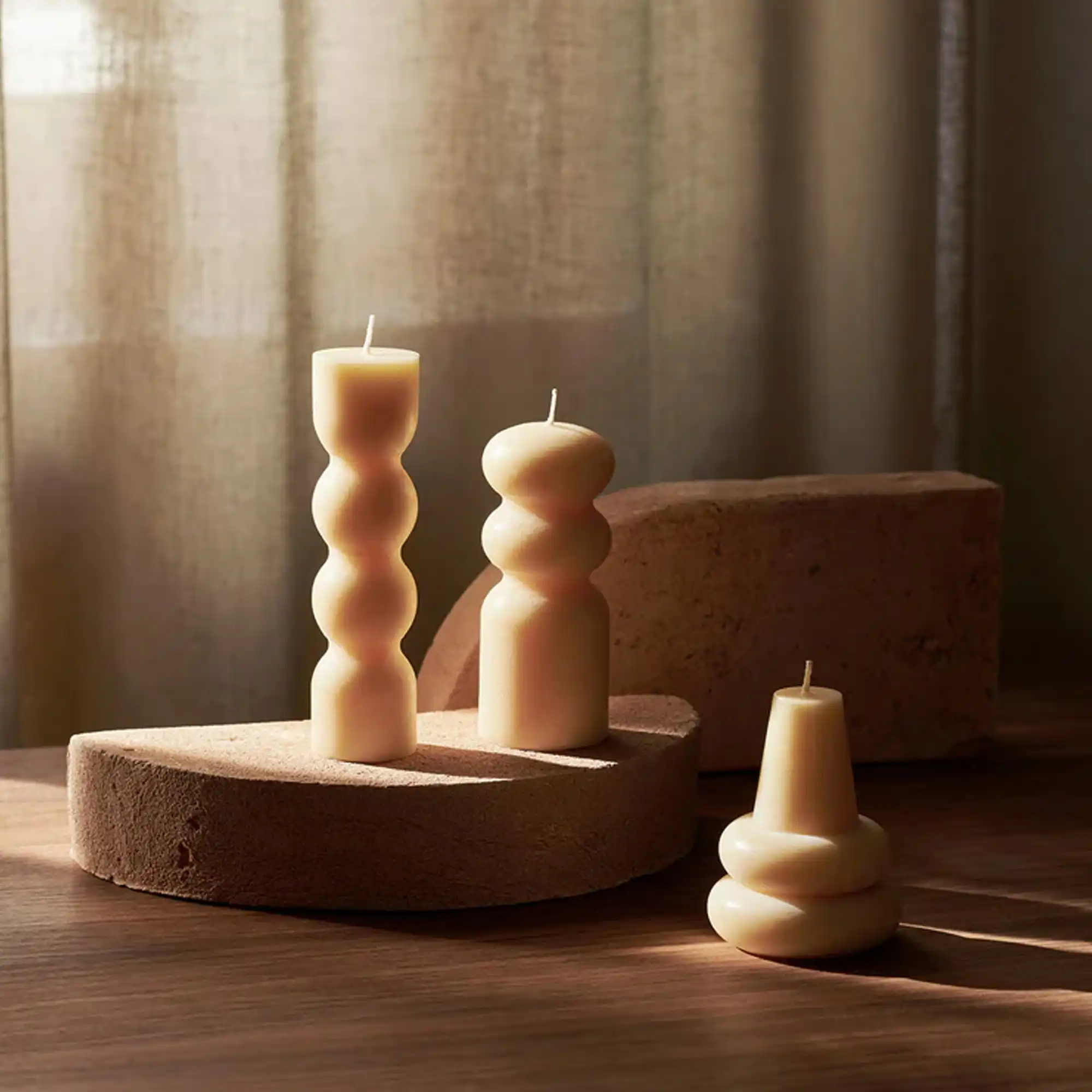 Torno Candles Set Of 3 Sand