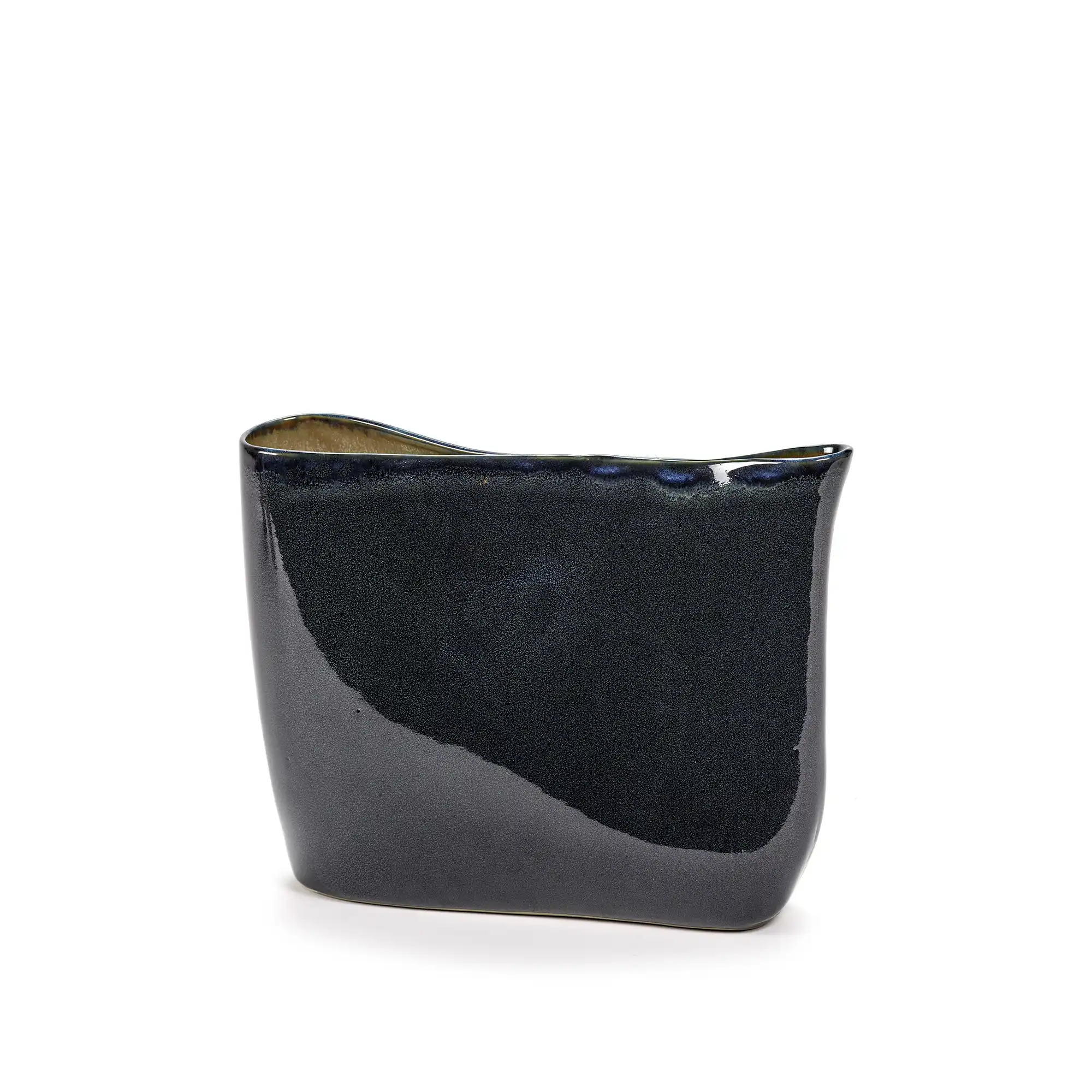 Vase Terres Low, Dark Blue/Misty Grey