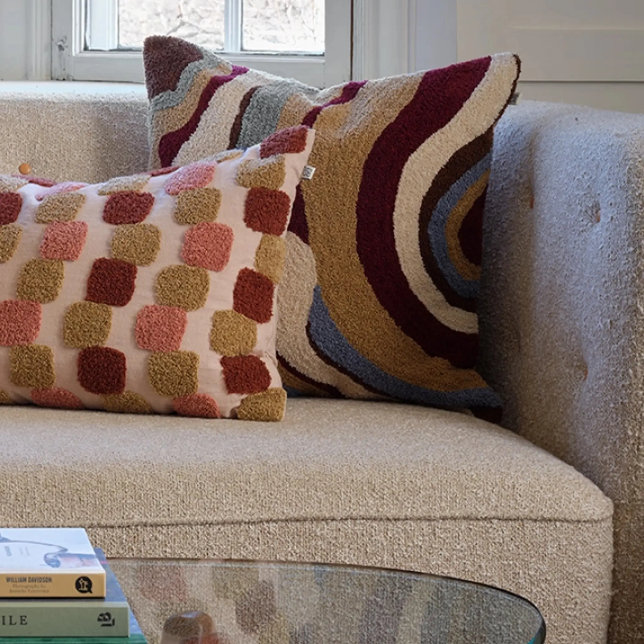 Sagar Cushion Cover Multi/Dusty Blue/Ruby 50 x 50 cm