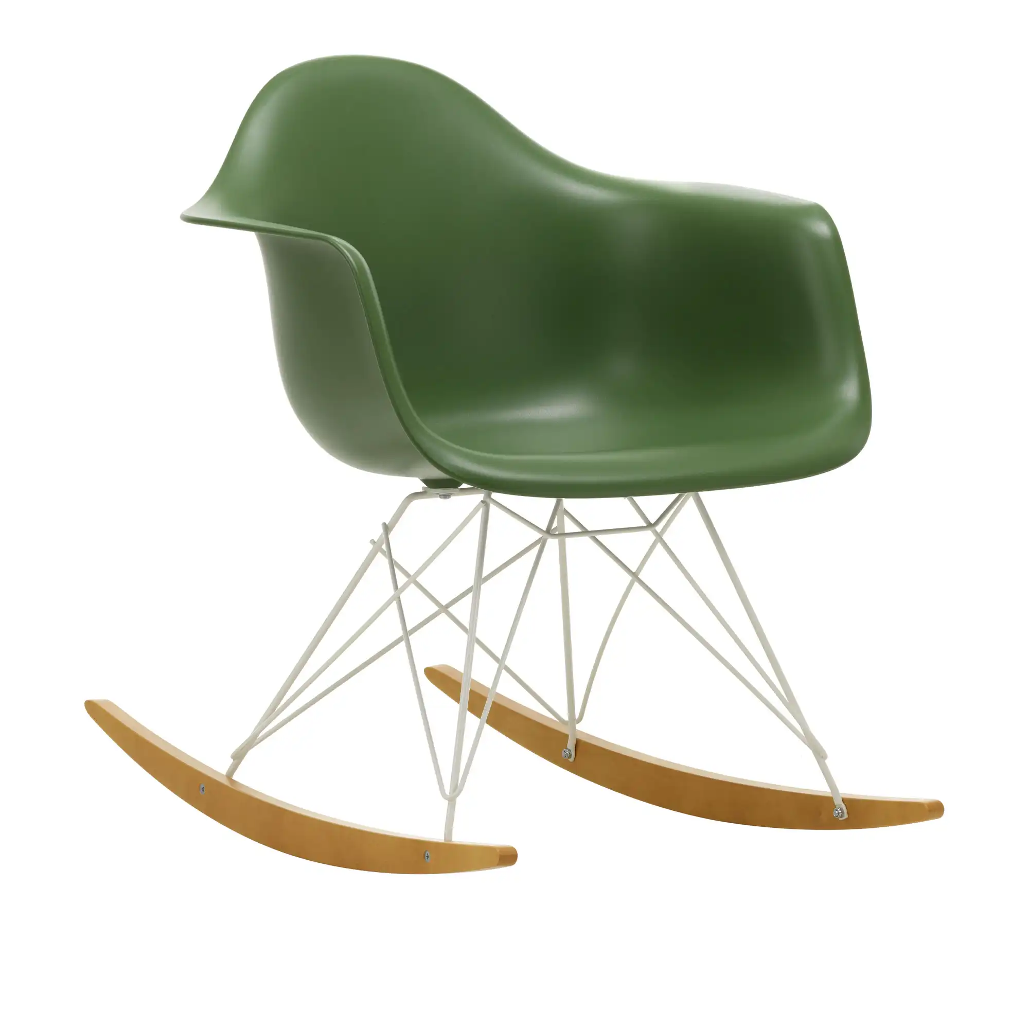 Eames Plastic Armchair RAR - 48 Forest - White Base - Golden Maple