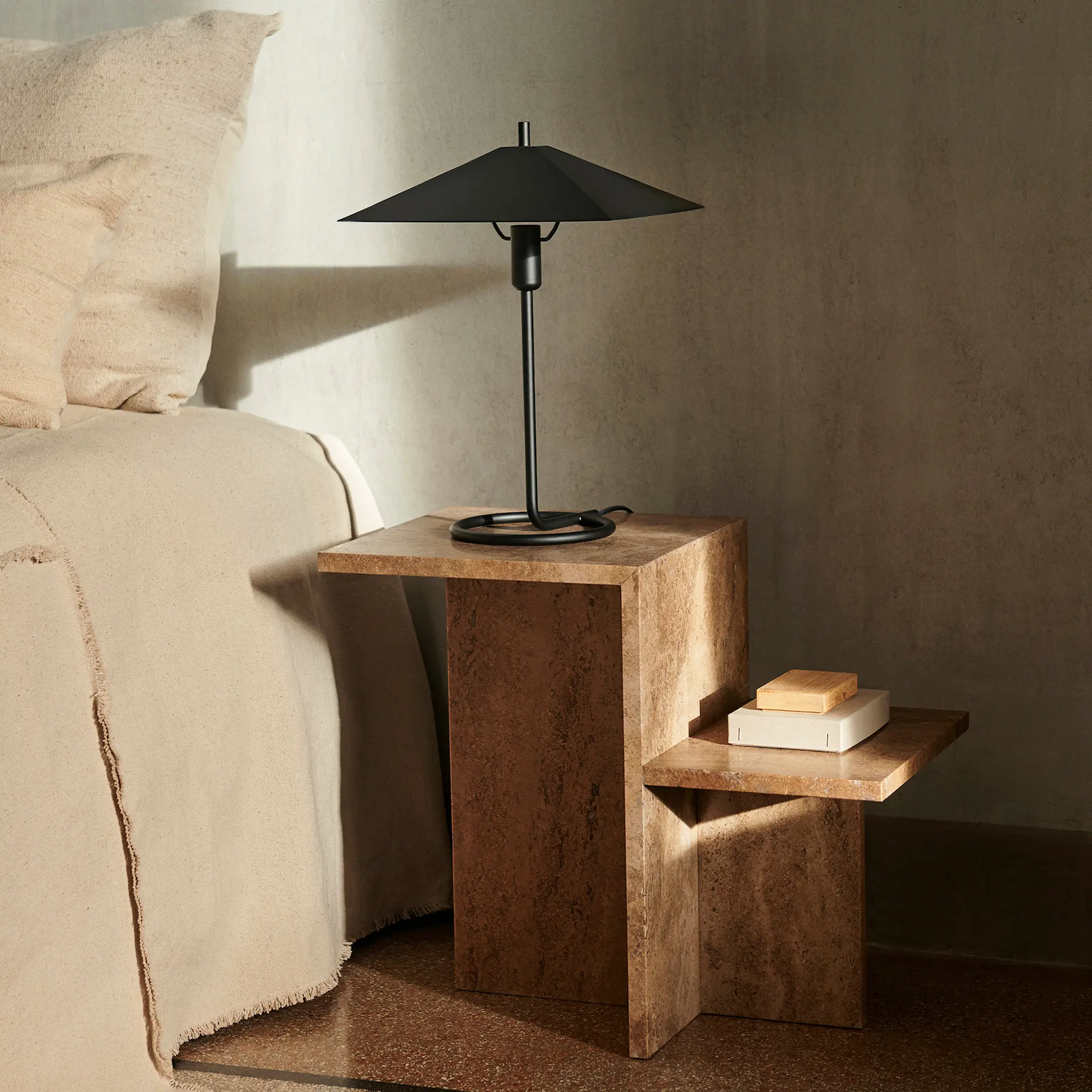 Distinct Side Table - Dark Brown Travertine