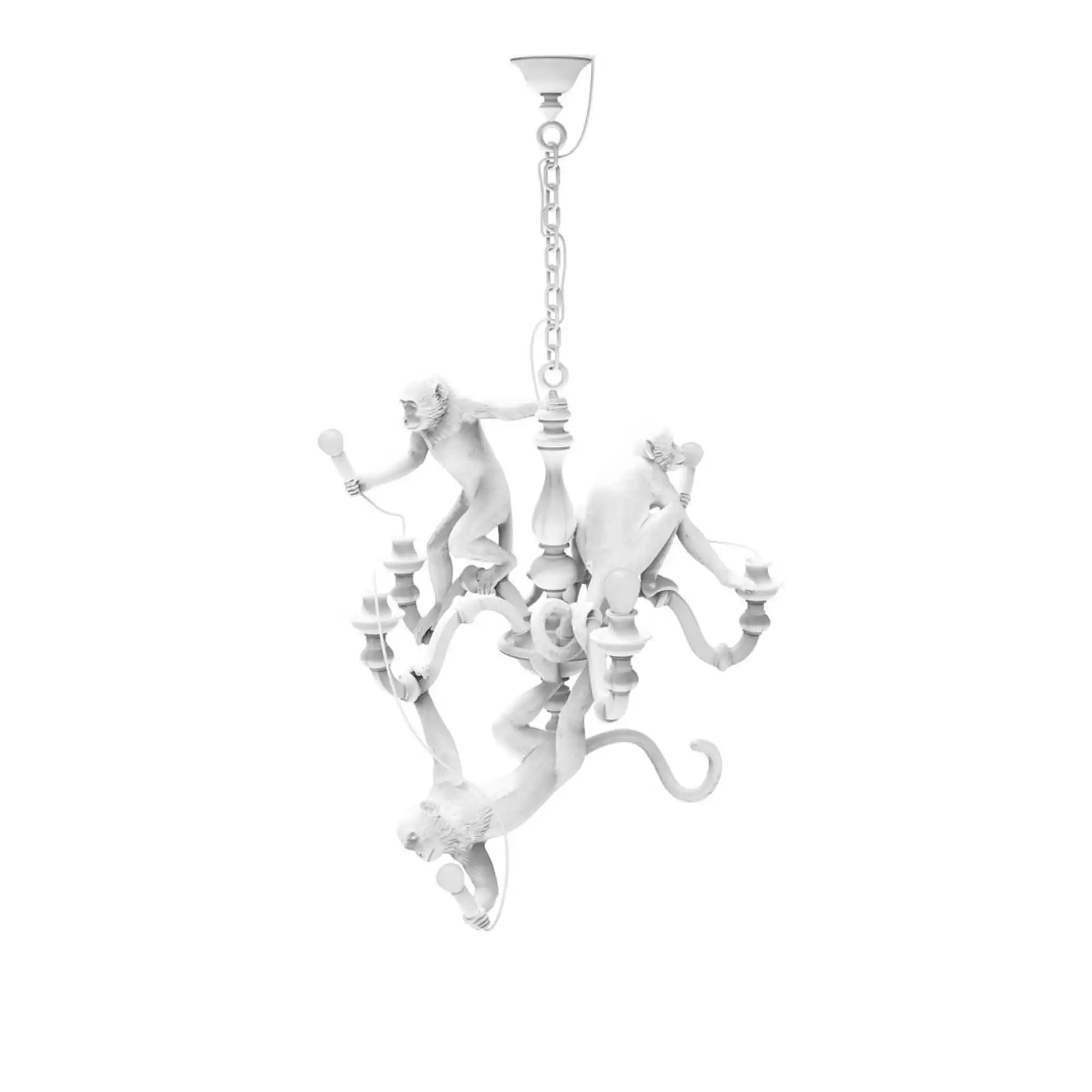 Monkey Chandelier Lamp, White