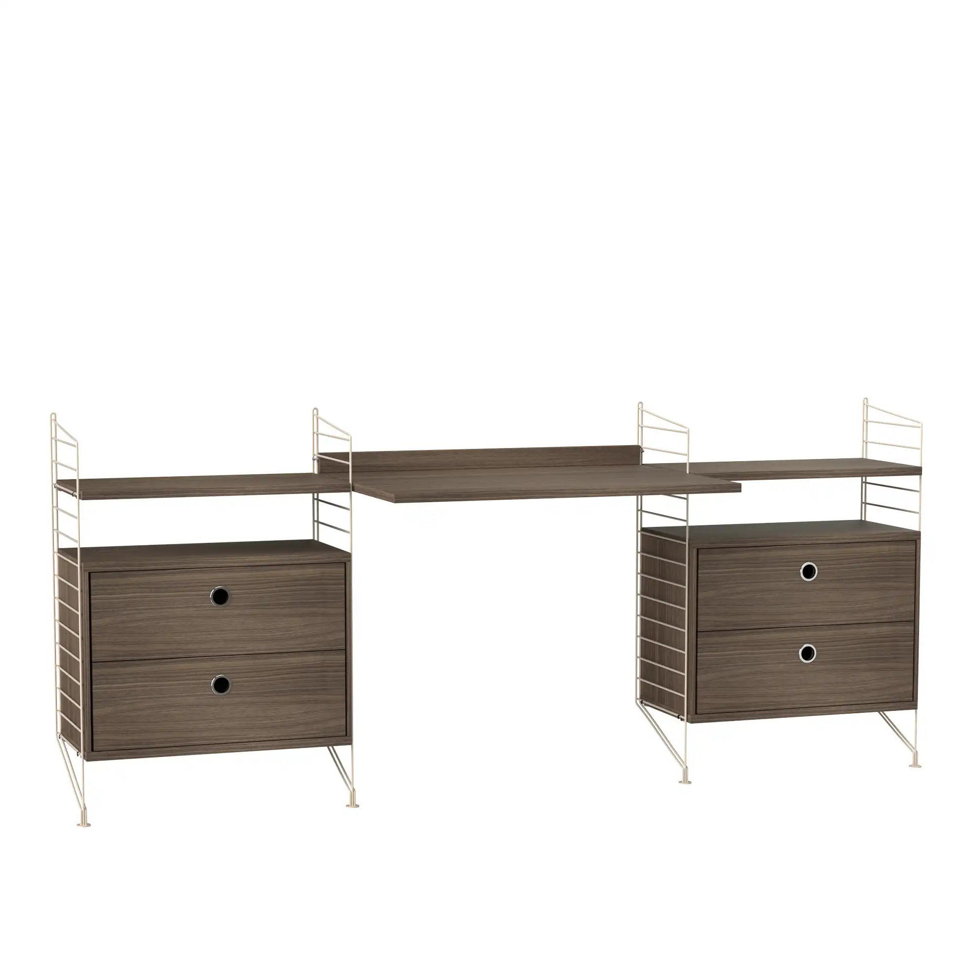 Kontor hyllesystem C valnøtt/beige